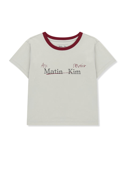 matinkim TONAL RIB LOGO CROP TOP IN GREY