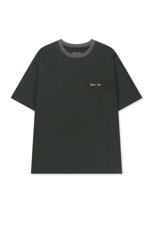 matinkim TONAL RIB BACK LOGO TOP FOR MEN IN BLACK