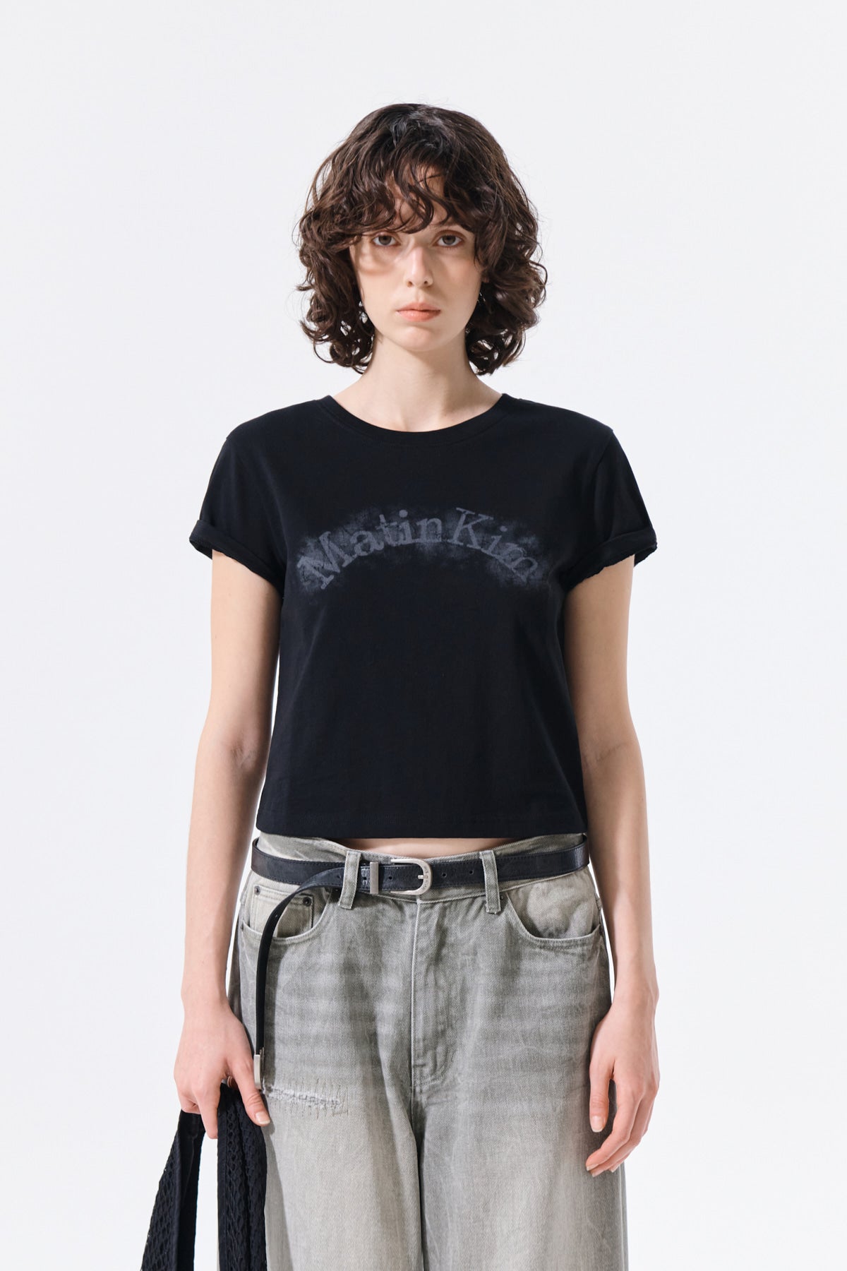 matinkim MATIN KIM ARCH LOGO CROP TOP IN BLACK