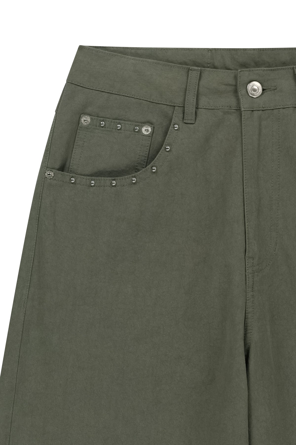 matinkim STUD POINT COLOR DENIM PANTS IN KHAKI