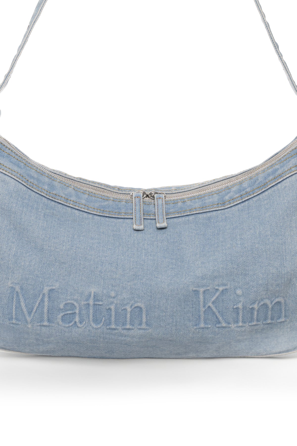 matinkim MATIN DUST DENIM SIDE POCKET BAG IN LIGHT BLUE