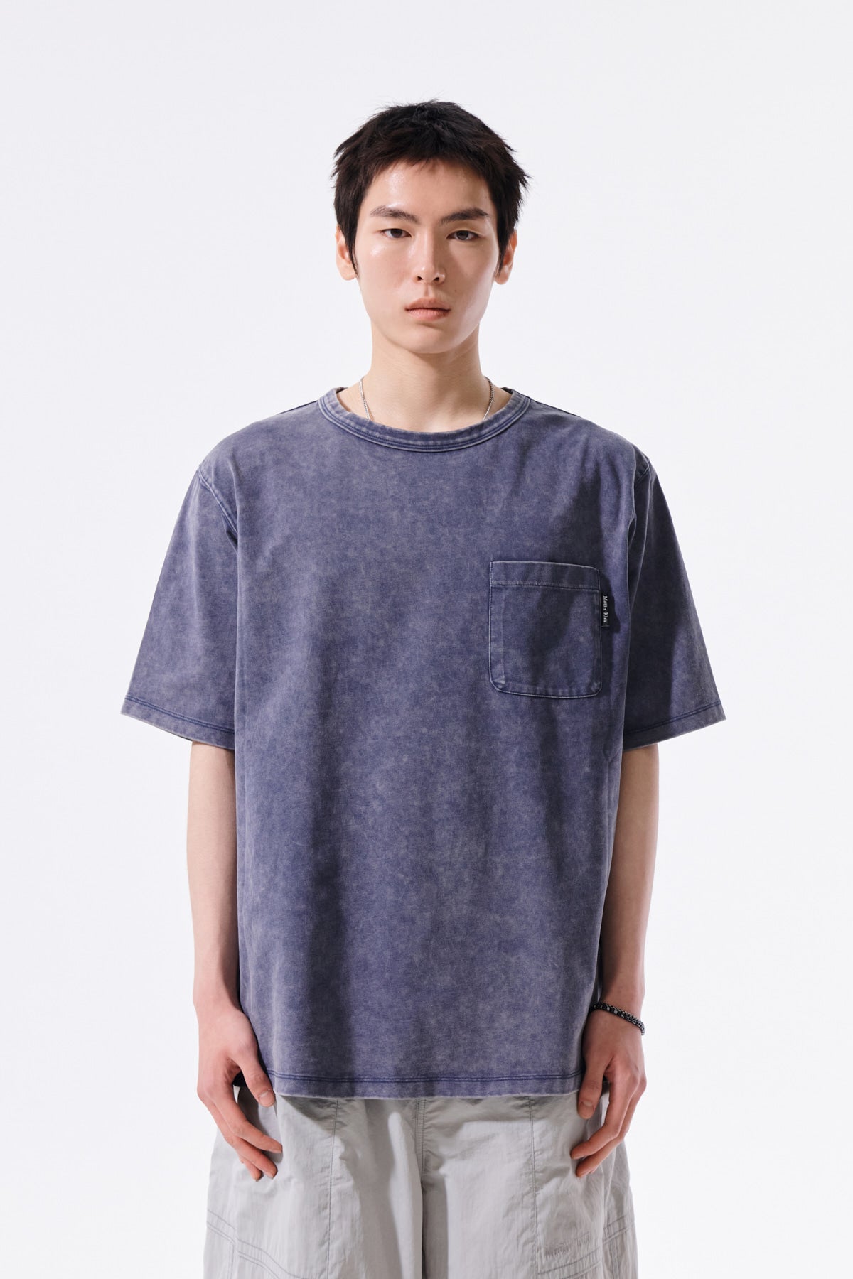 matinkim VINTAGE WASHED POCKET TOP FOR MEN IN SMOKE BLUE
