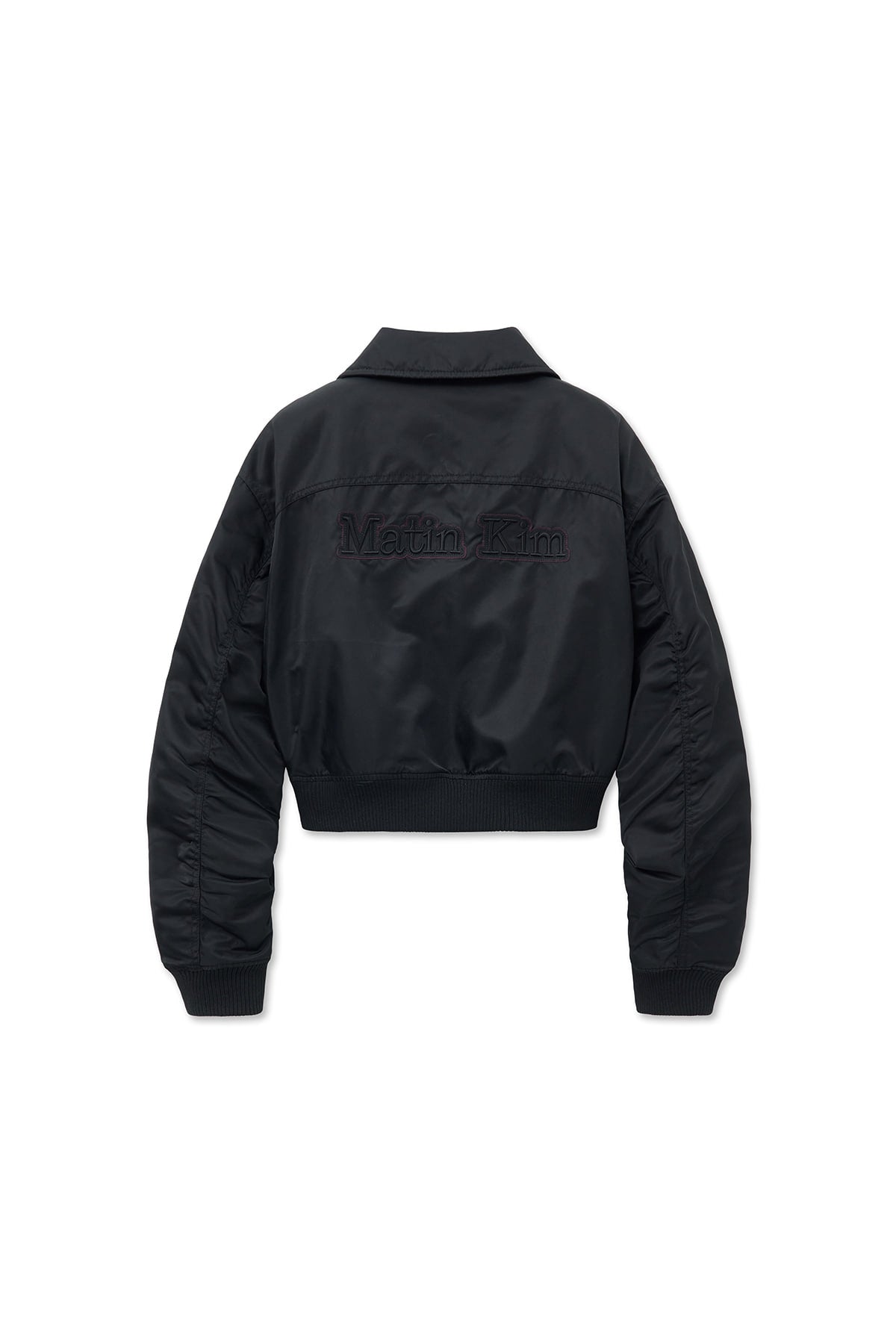 matinkim APPLIQUE LOGO SHIRRING BOMBER JUMPER FOR WOMEN IN BLACK