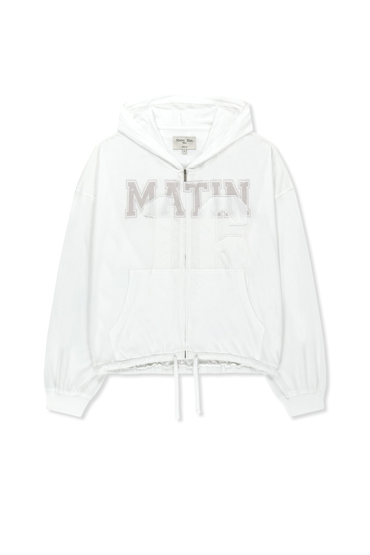 matinkim MATIN 16 APPLIQUE LOGO HOODY ZIP UP IN WHITE
