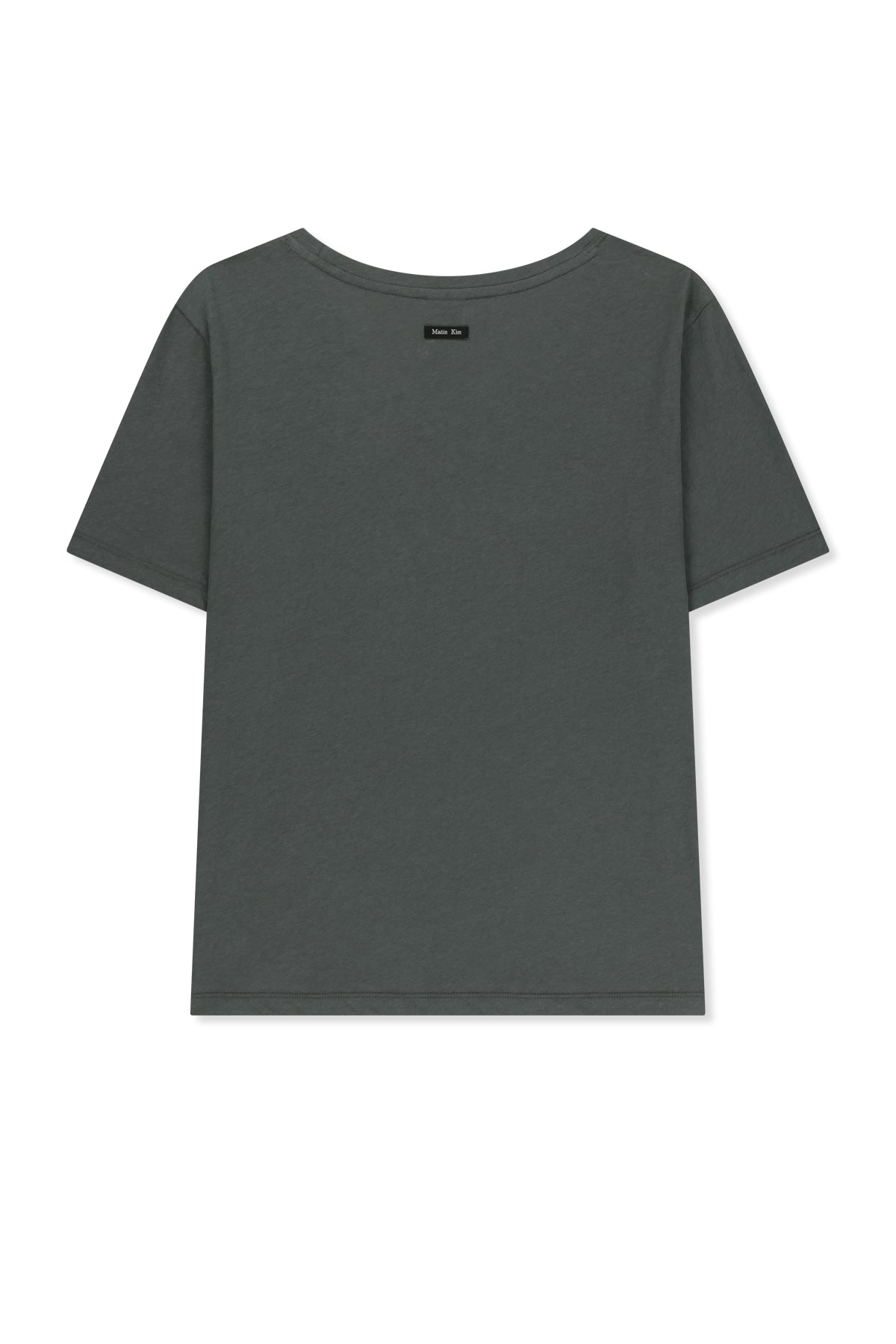 matinkim LABEL POINT U NECK TOP IN CHARCOAL