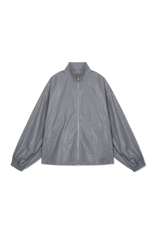 matinkim MATIN KIM LOGO COATING JUMPER IN DARK GREY