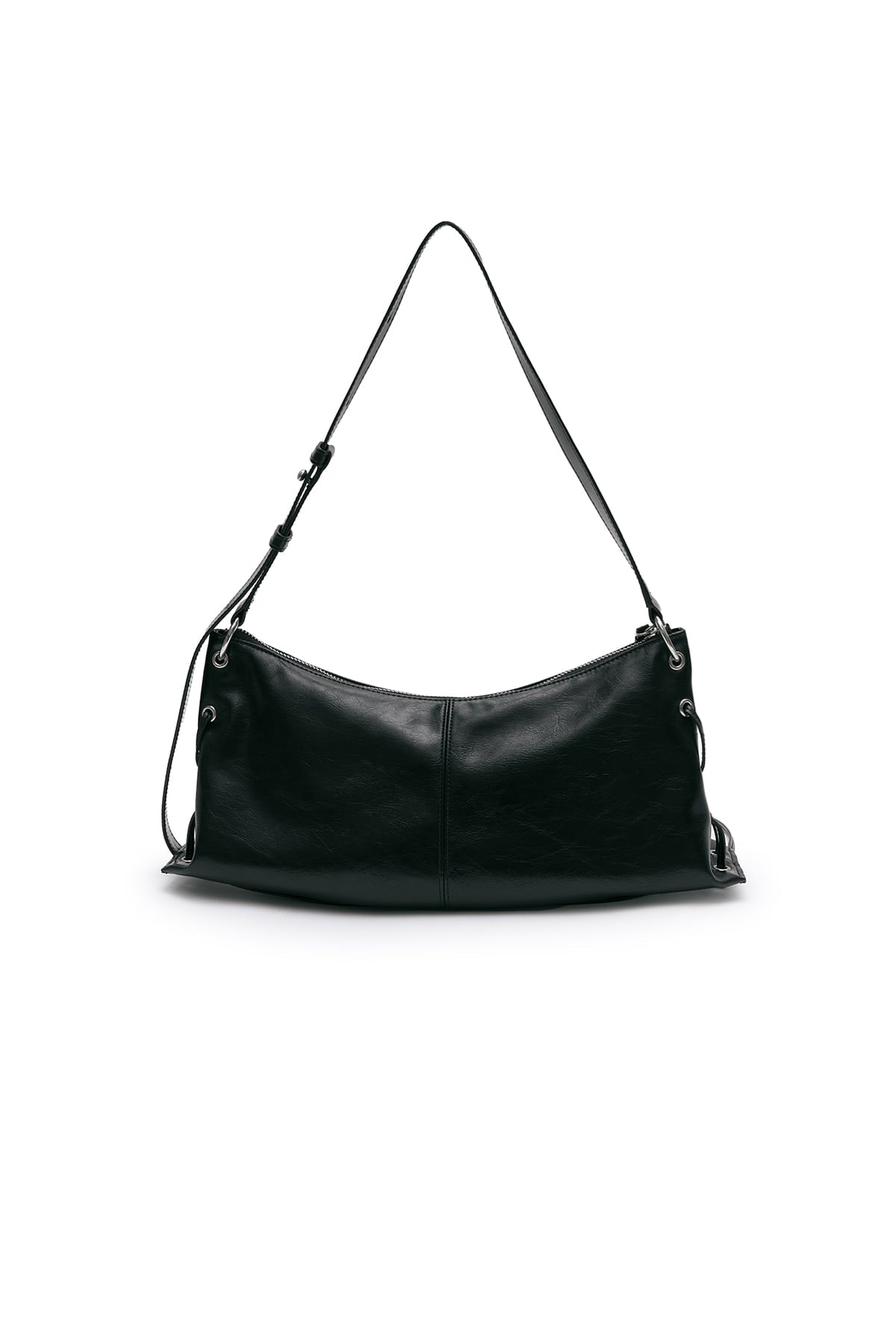 matinkim EYELET SHIRRING SHOULDER BAG IN BLACK