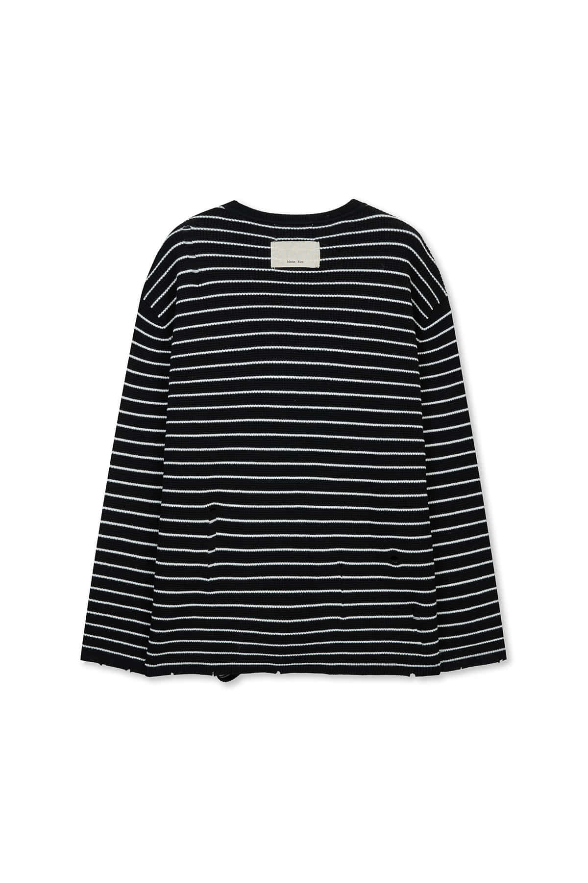 matinkim STRIPE DAMAGED LOOSE PULLOVER IN BLACK