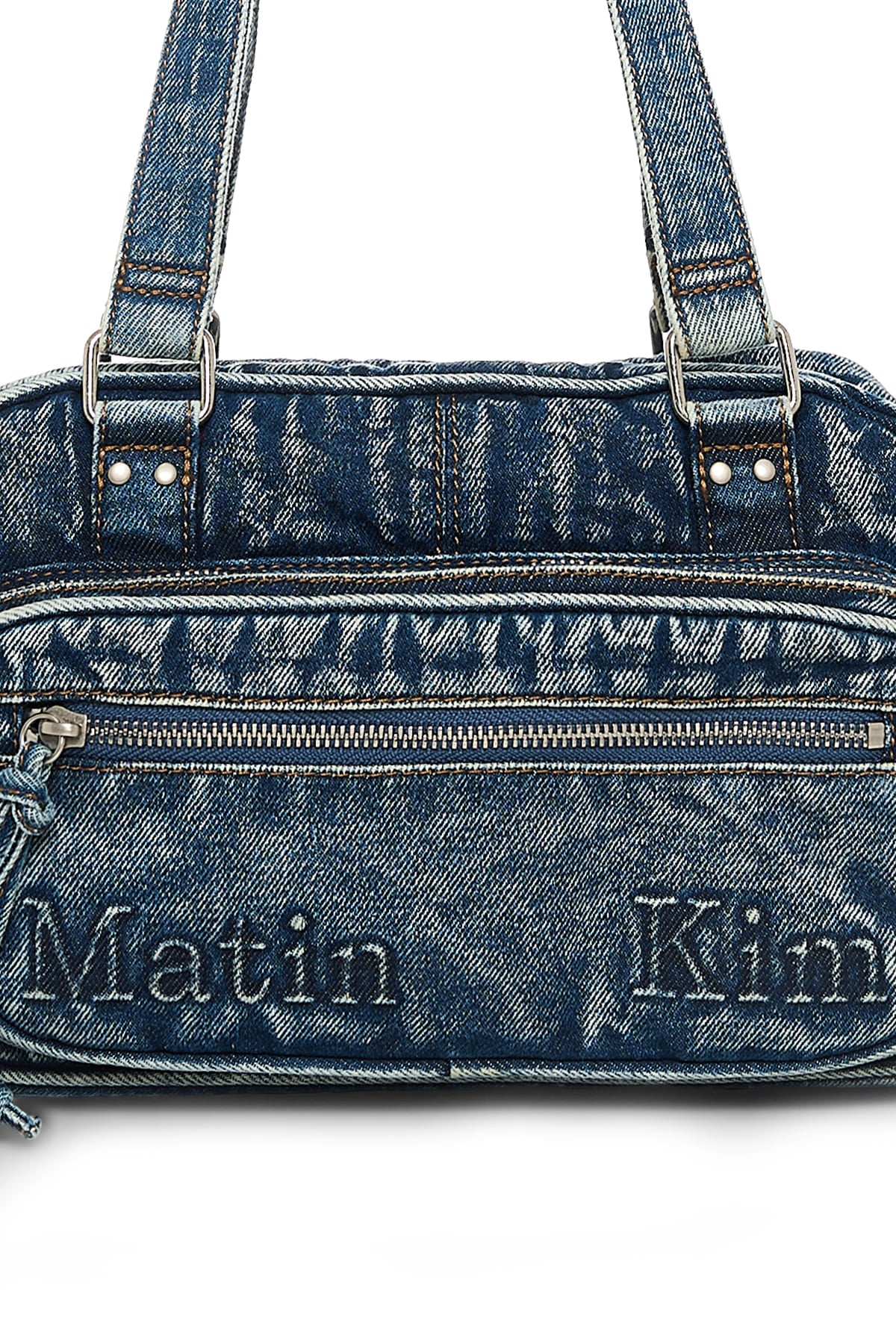 matinkim MATIN DUST DENIM ONE POCKET SHOULDER BAG IN BLUE