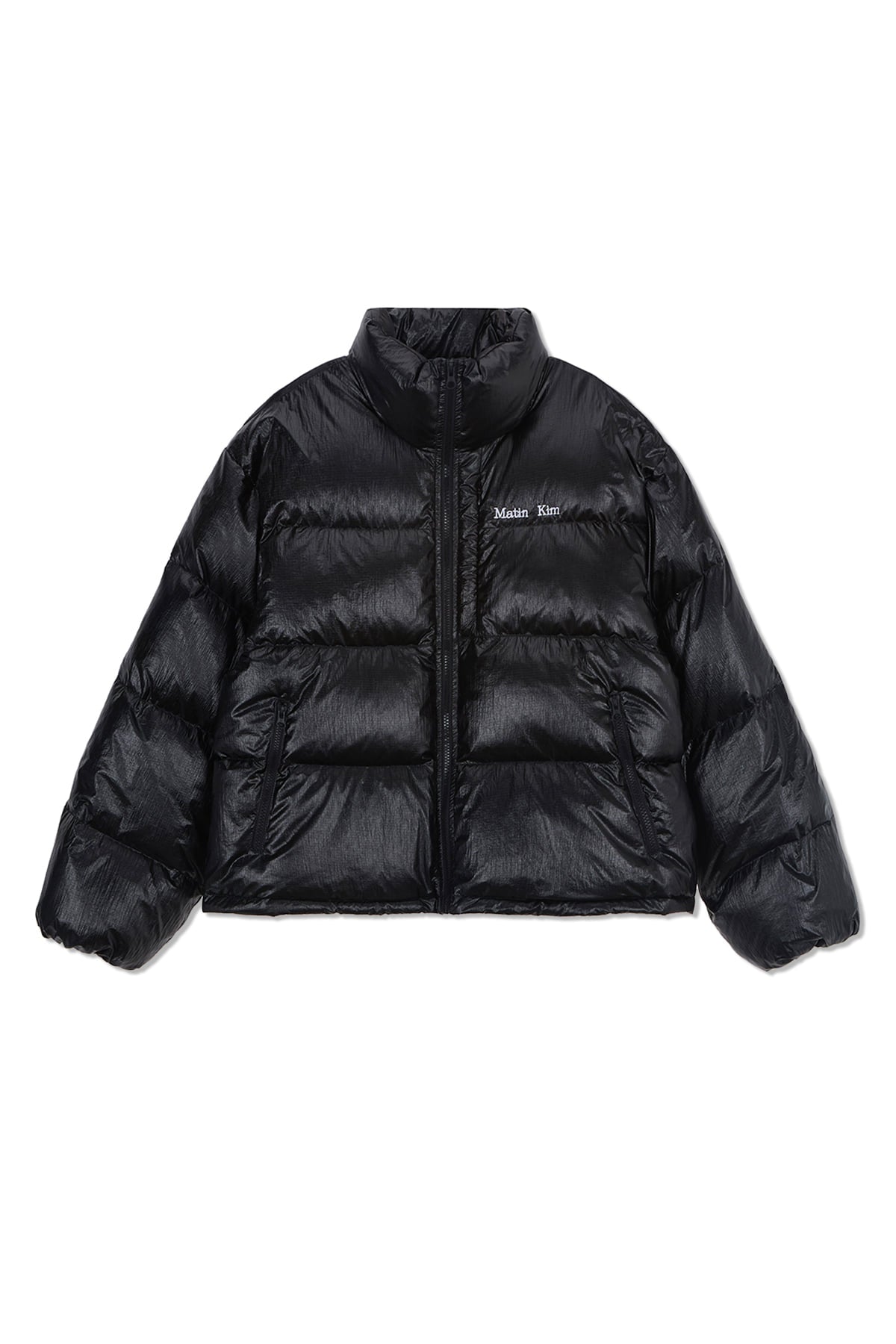matinkim SMALL LOGO VOLUME DOWN JUMPER FOR MEN IN BLACK