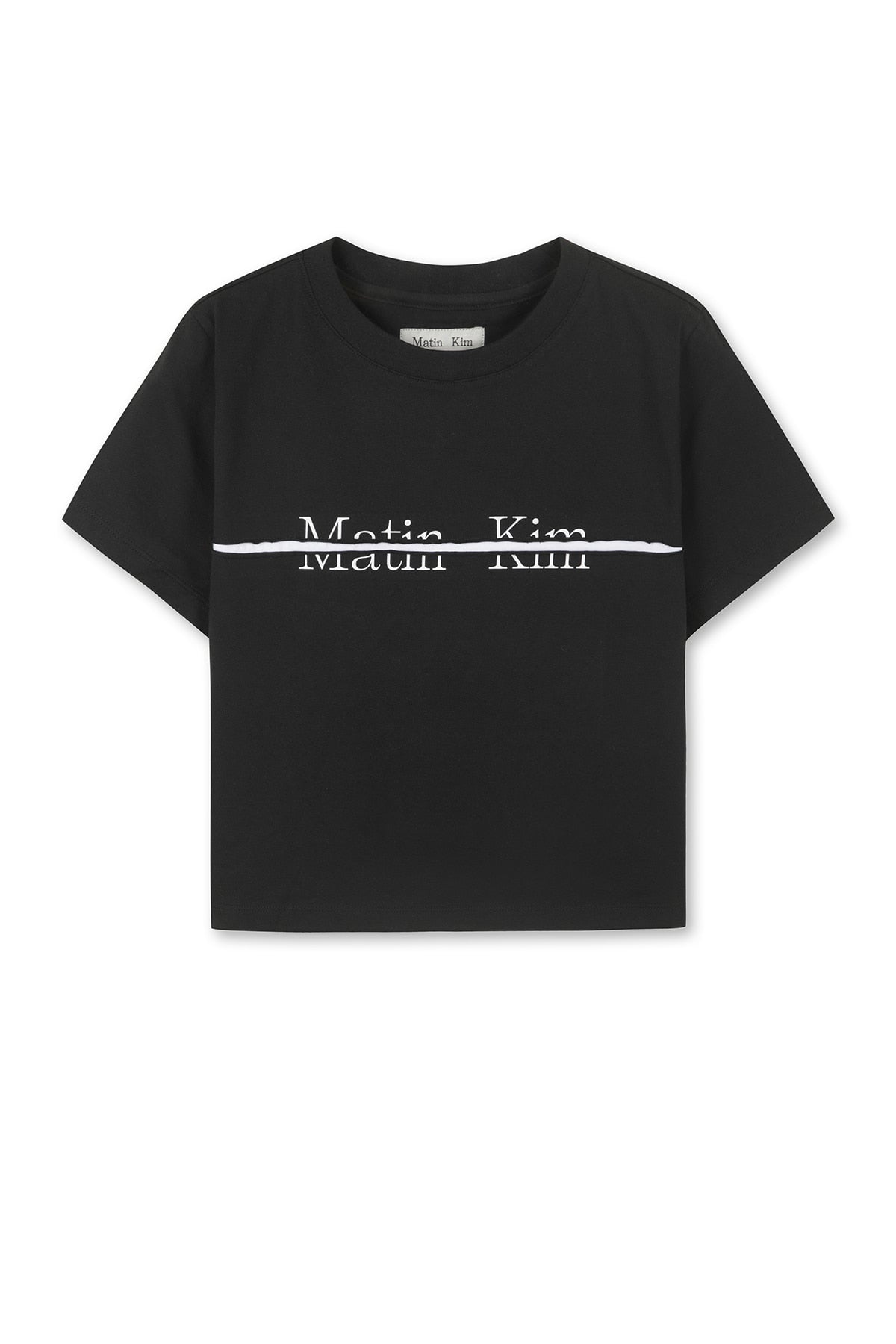 matinkim MATIN KIM LOGO CUTTED CROP TOP IN BLACK
