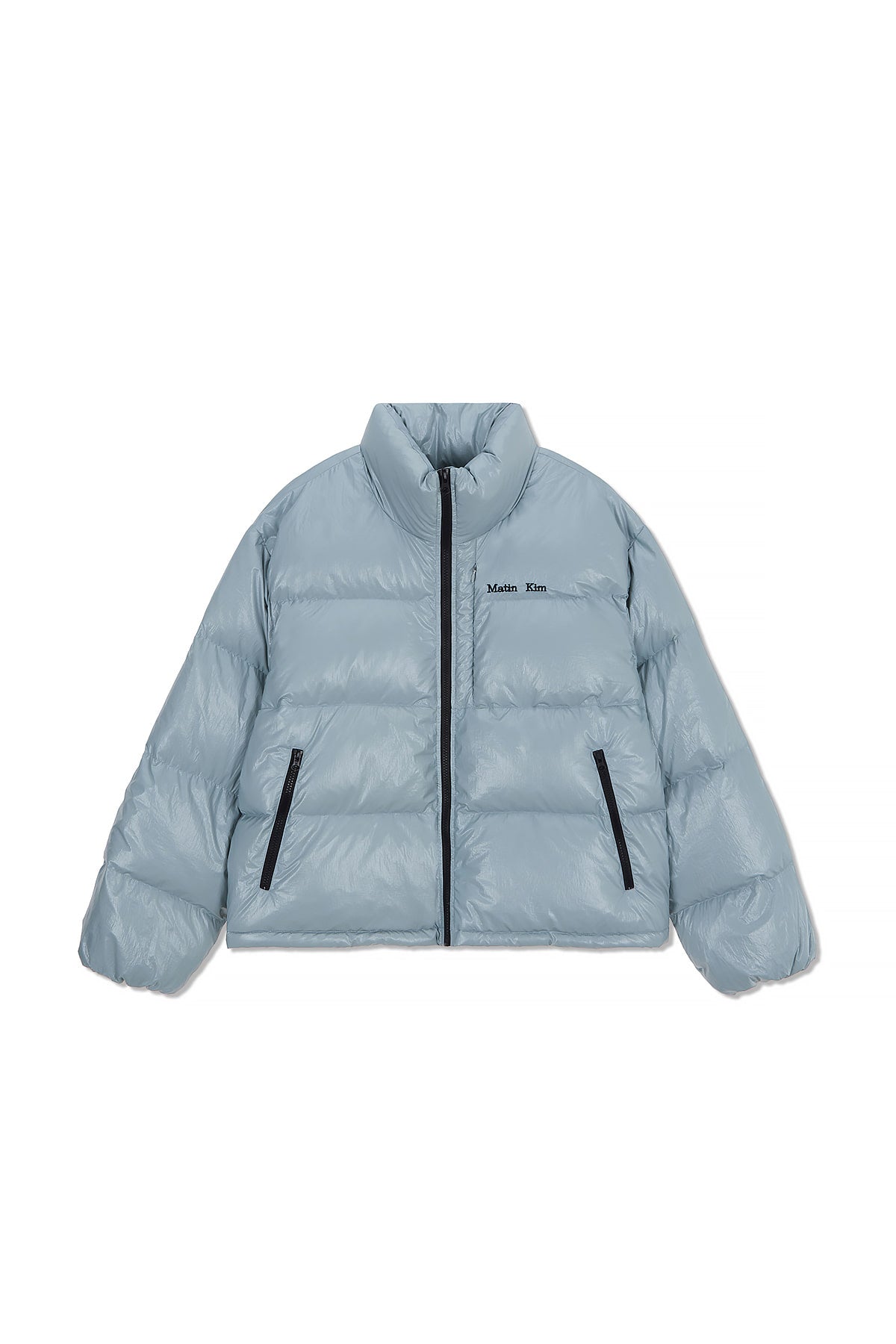 matinkim SMALL LOGO VOLUME DOWN JUMPER FOR MEN IN LIGHT GREY