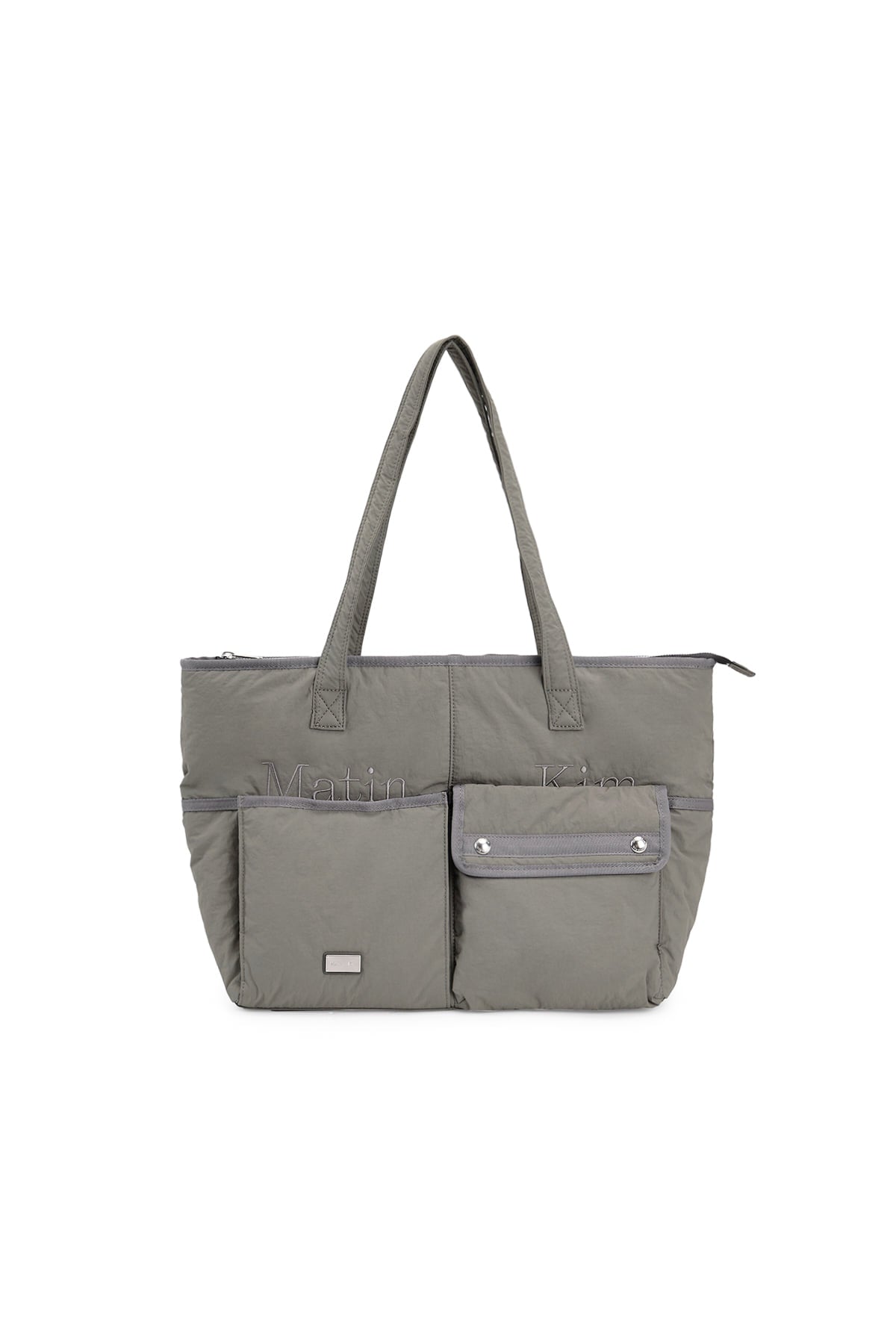 matinkim POCKET UTILITY NYLON BIG SHOULDER BAG IN KHAKI