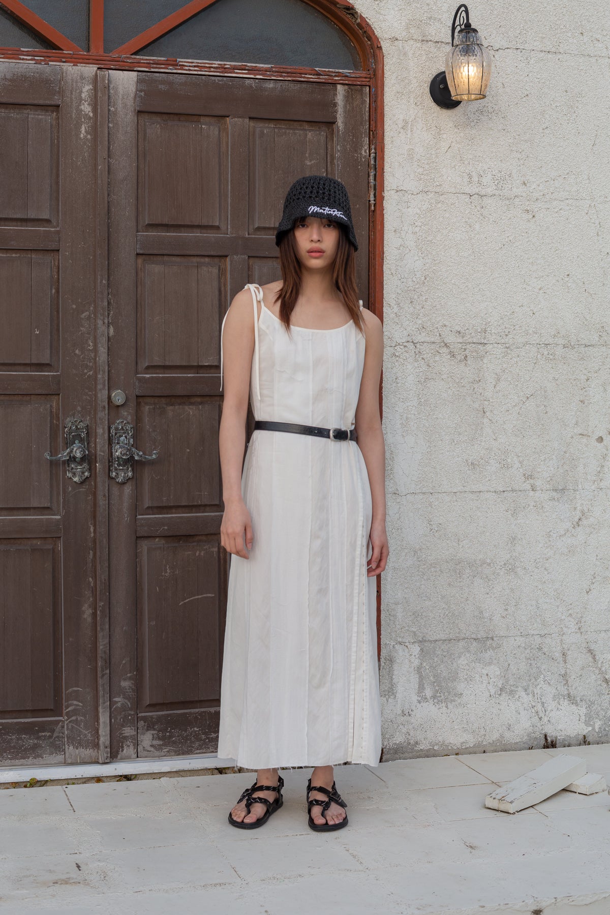 matinkim HOOK AND EYE LAYERED LONG DRESS IN IVORY