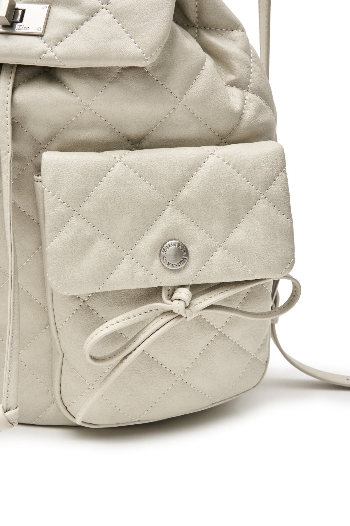 matinkim DOUBLE POCKET QUILTING BACKPACK IN LIGHT BEIGE