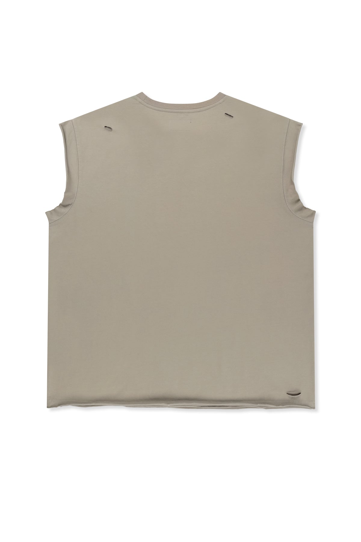matinkim RAW EDGE CUT OUT SLEEVELESS TOP FOR MEN IN BEIGE