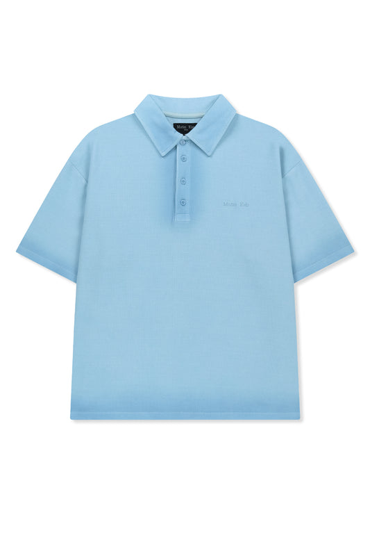 matinkim SMALL LOGO WASHED PIQUE TOP FOR MEN IN BLUE