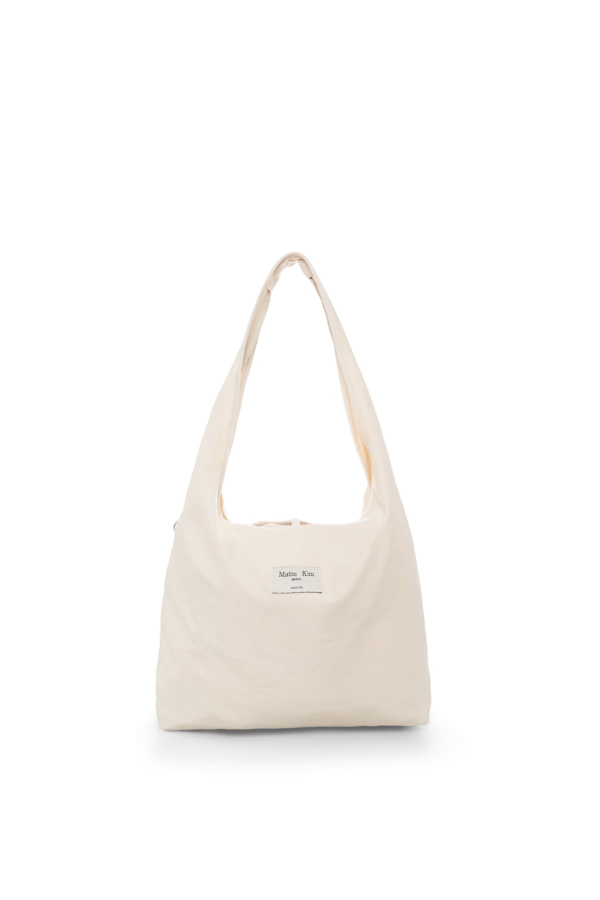 matinkim LOGO POINT ROUND ECOBAG IN IVORY
