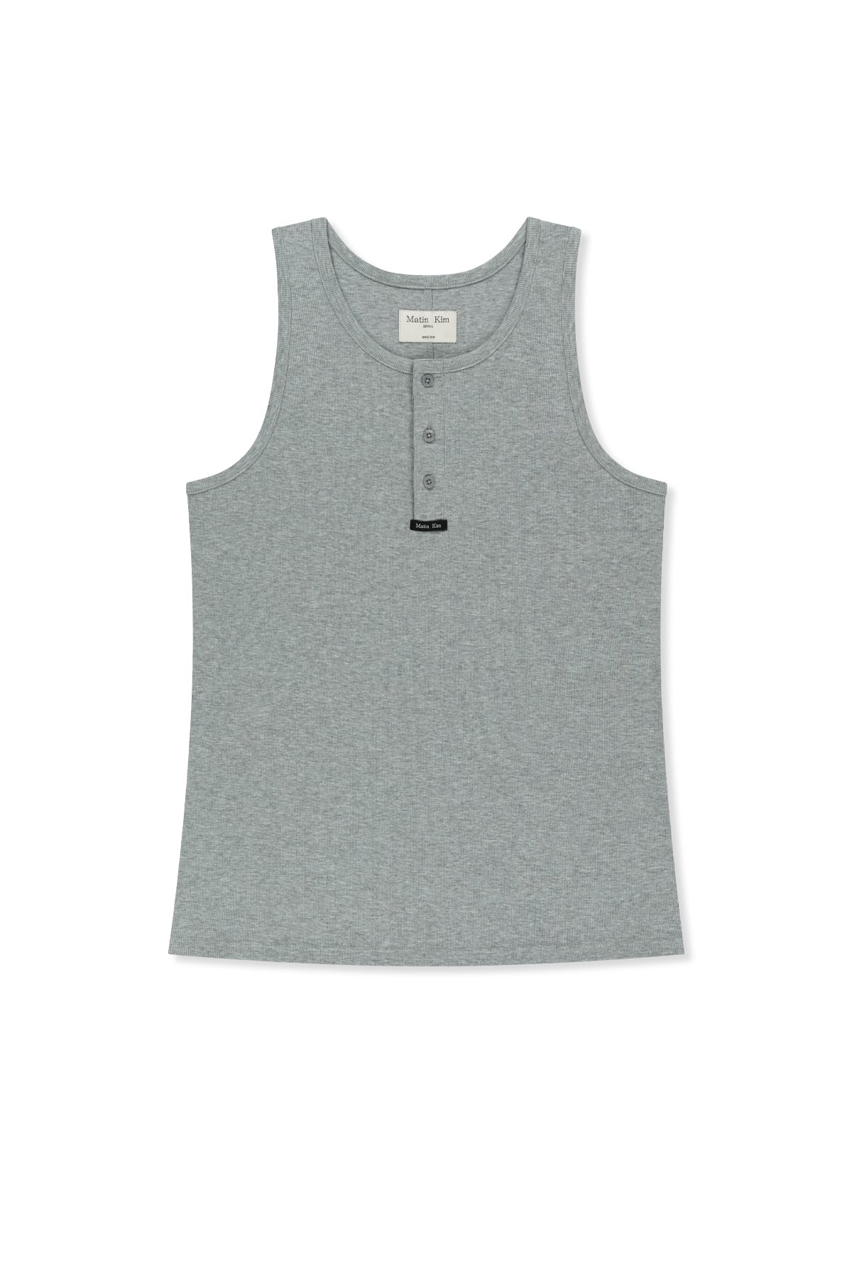 matinkim SLEEVELESS HENLEY TOP FOR MEN IN GREY