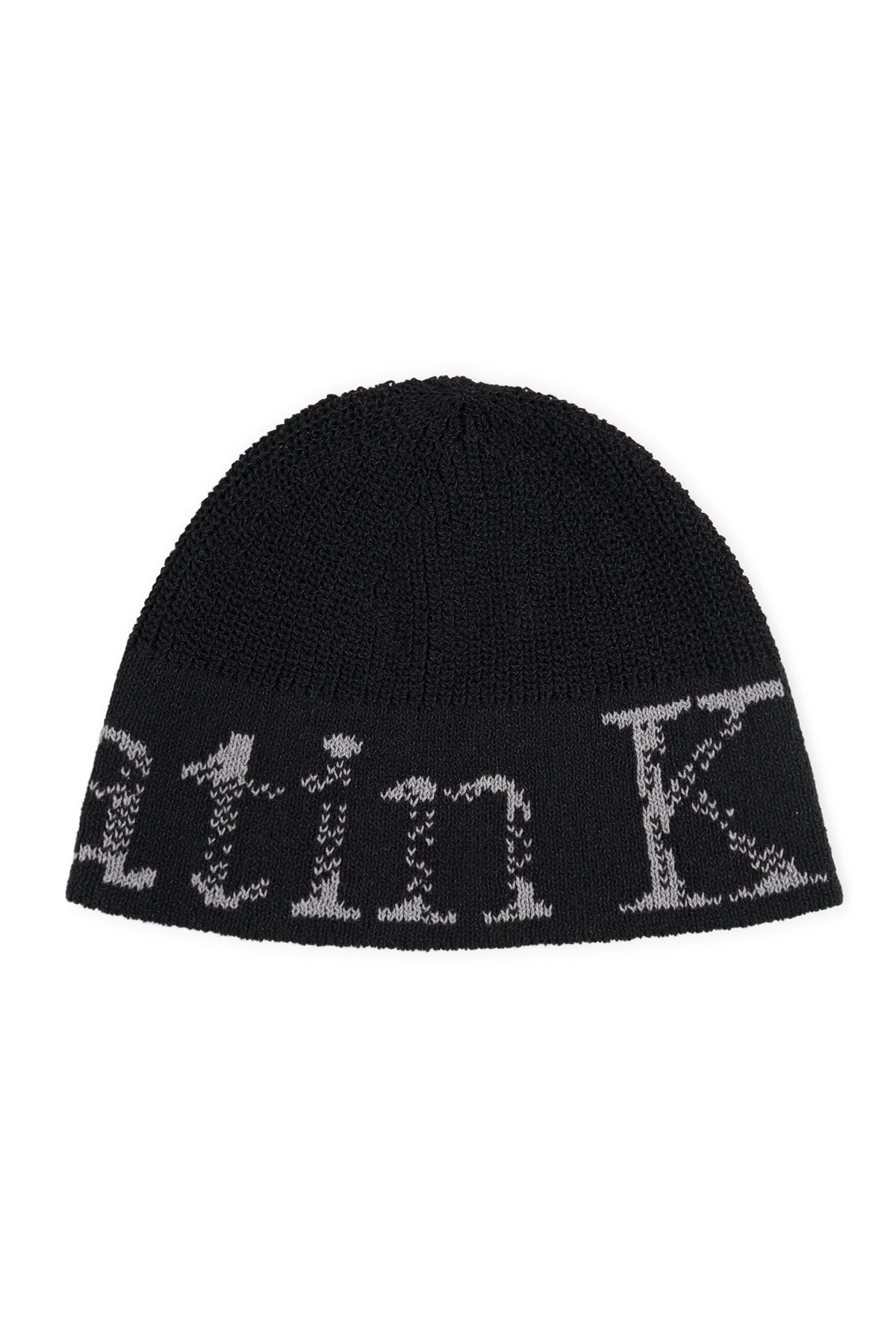 matinkim CRACKED LOGO LIGHT BUCKET BEANIE IN BLACK