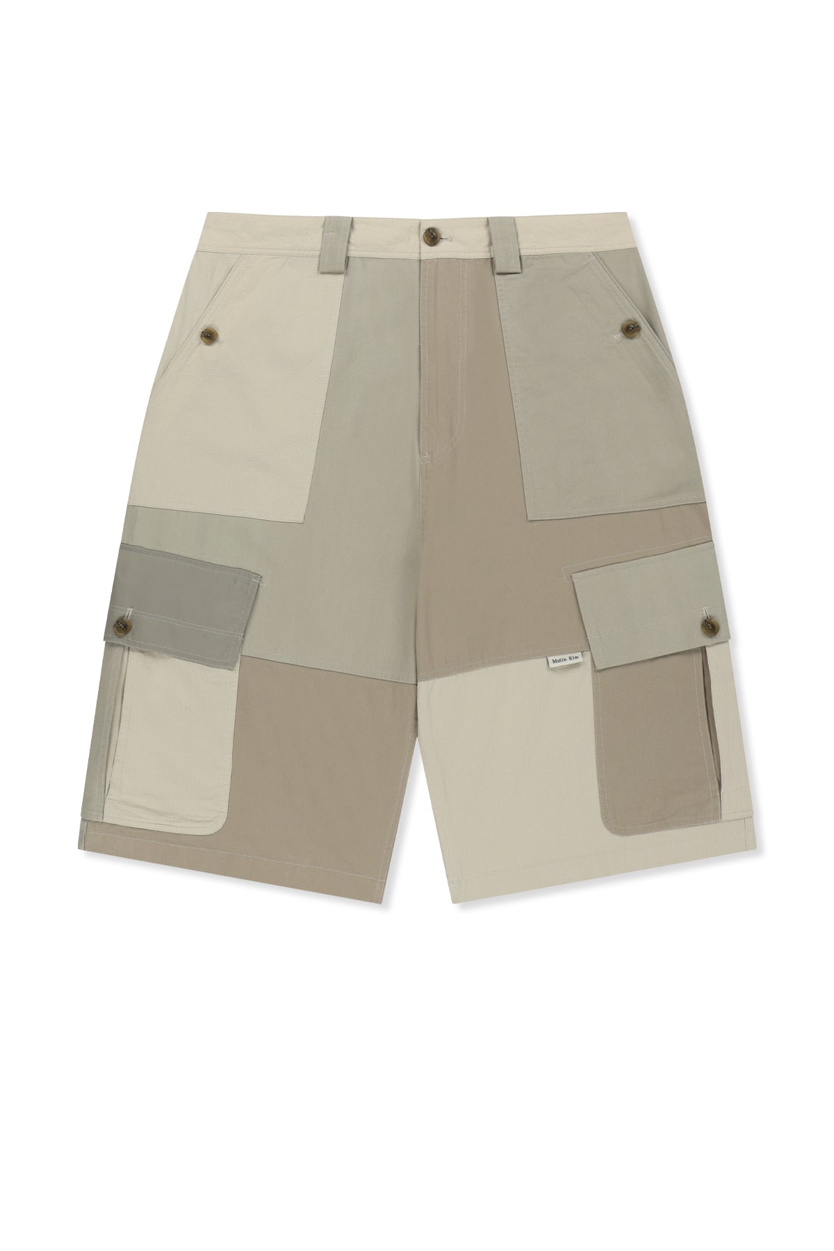 matinkim PATCHWORK CARGO BERMUDA PANTS FOR MEN IN BEIGE