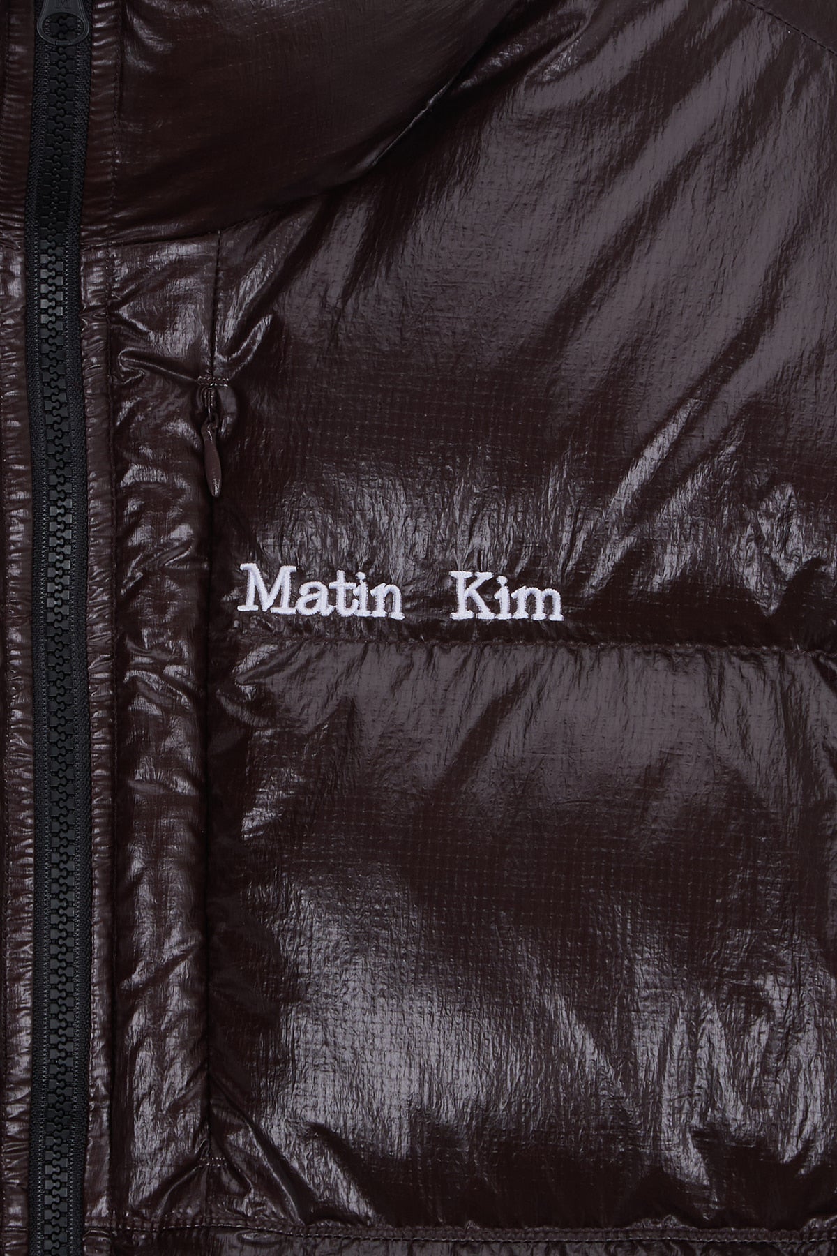 matinkim SMALL LOGO VOLUME DOWN JUMPER FOR WOMEN IN DARK BROWN