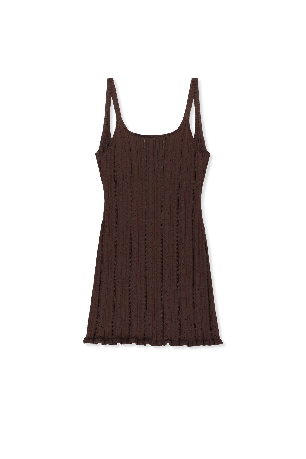 matinkim OPEN BACK RIBBED KNIT DRESS IN BROWN