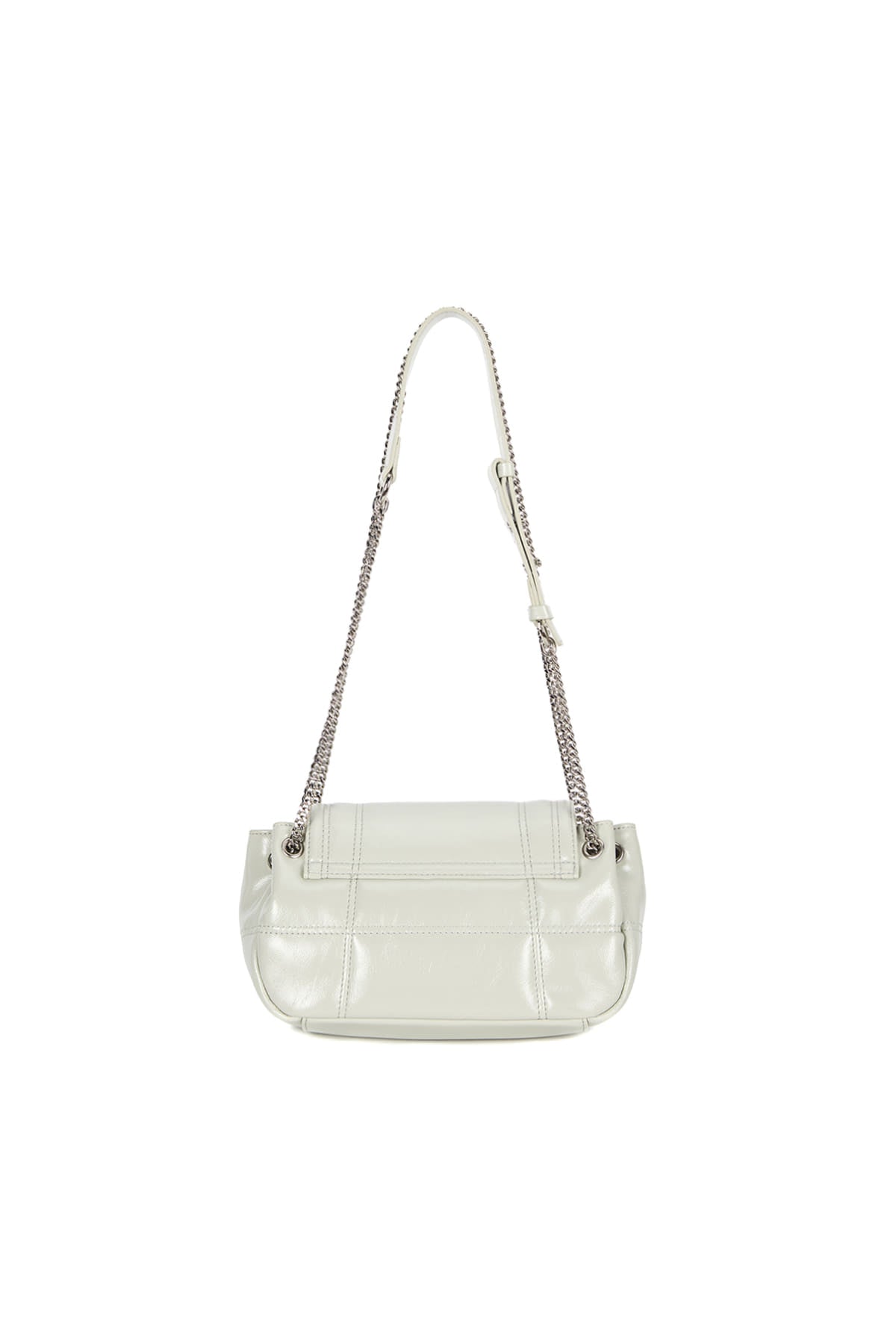 matinkim GLOSSY QUILTING SMALL CHAIN BAG IN LIGHT GREY