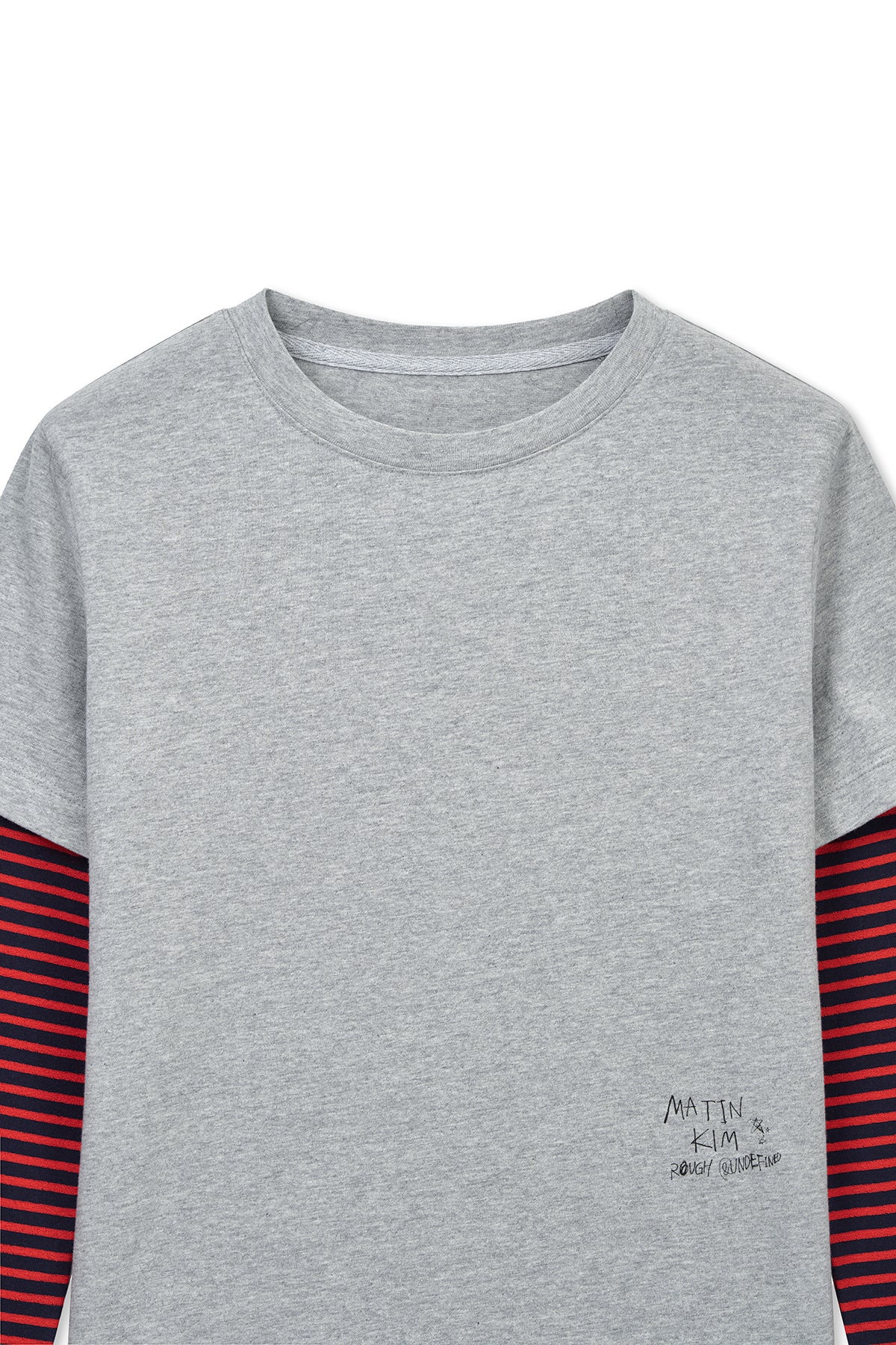 matinkim GRAFFITI LOGO STRIPE LAYERED TOP IN GREY