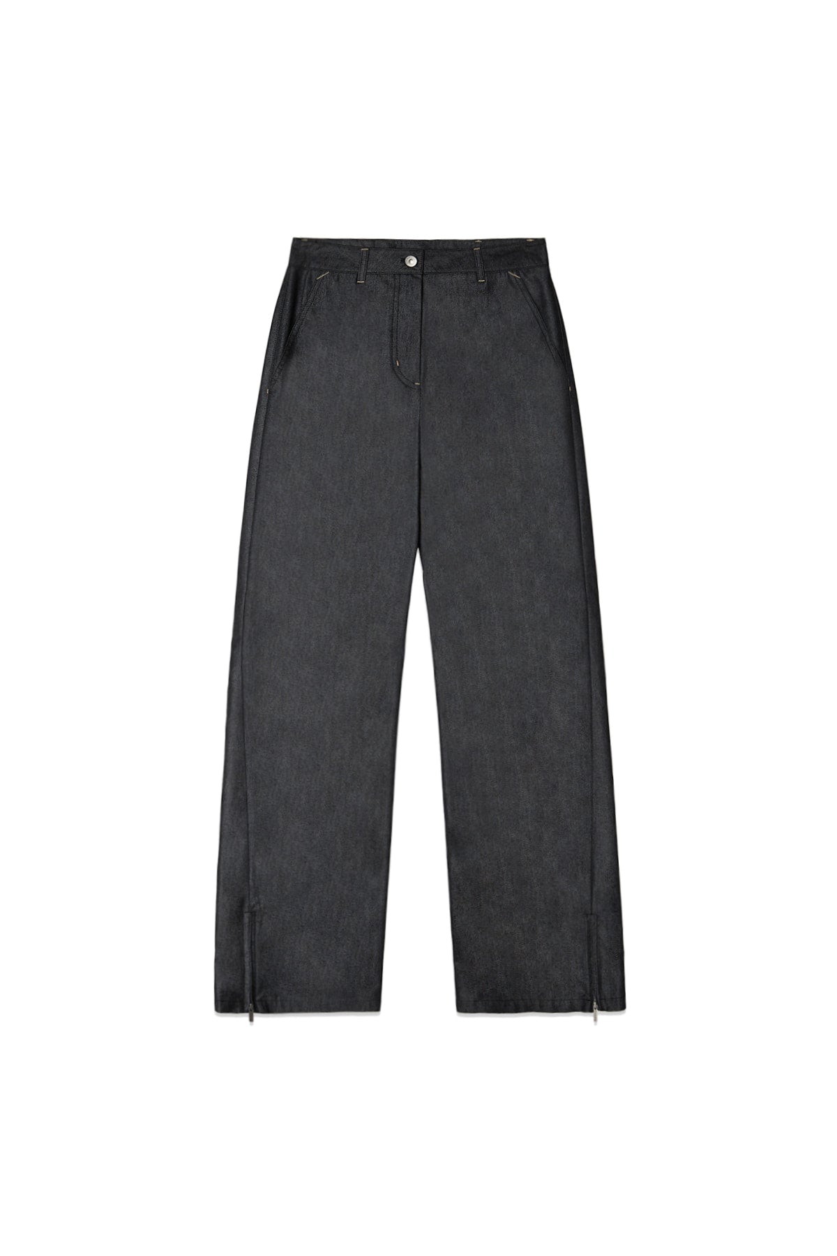 matinkim BACK TUCK DETAIL DENIM LIKE PANTS IN BLACK