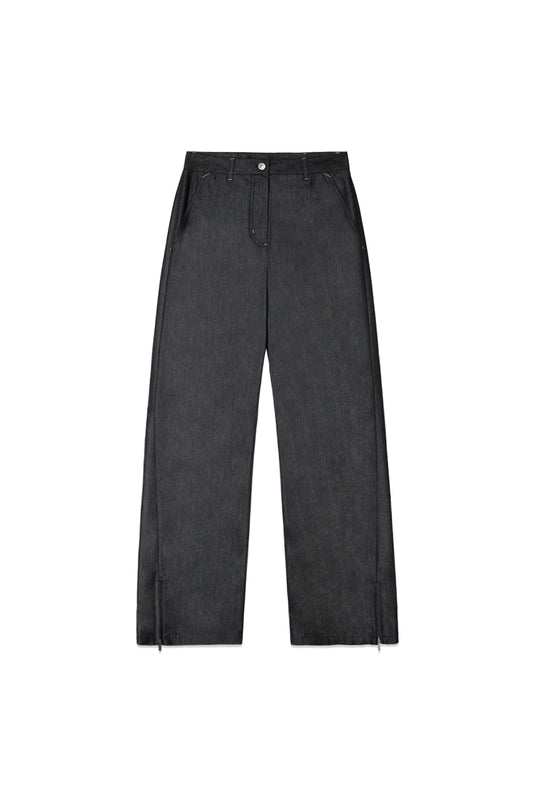 matinkim BACK TUCK DETAIL DENIM LIKE PANTS IN BLACK