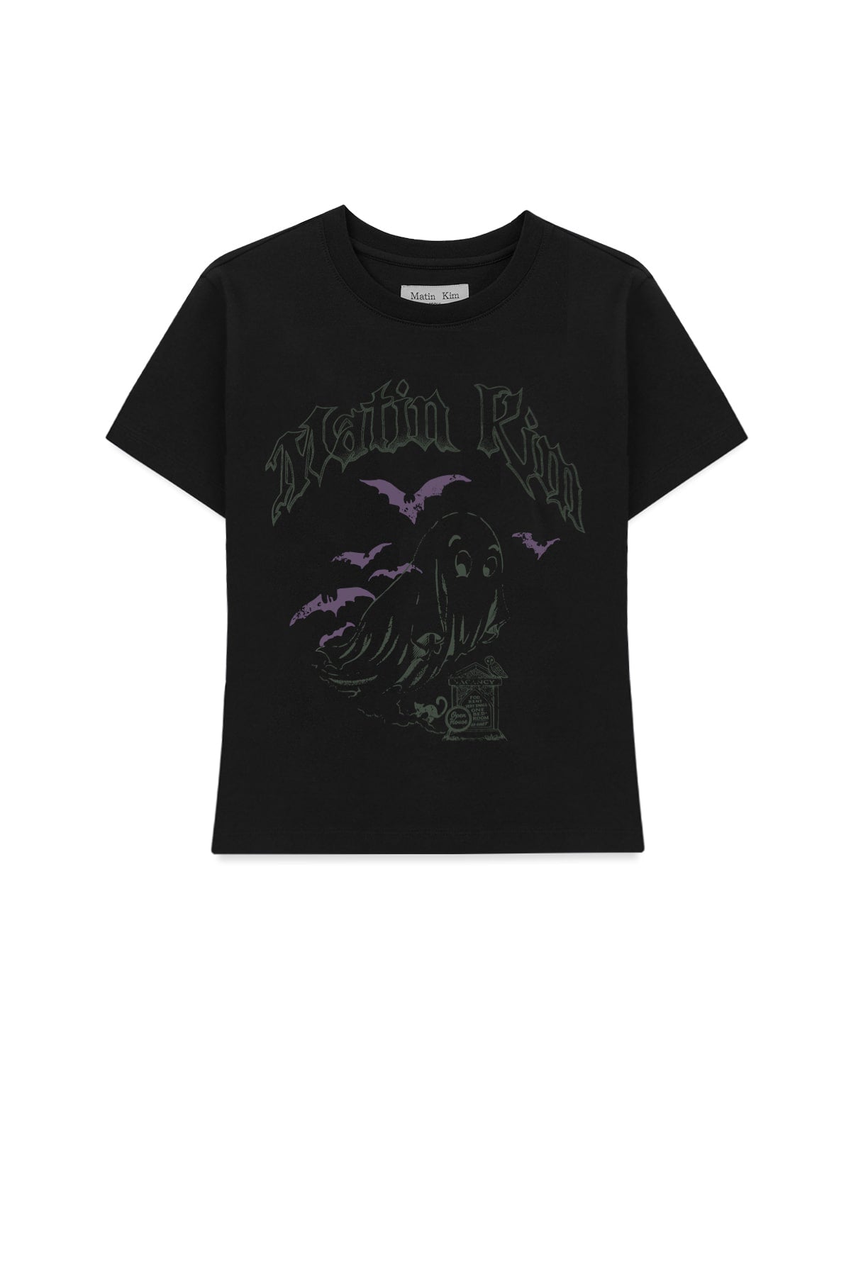 matinkim GHOST ARTWORK CROP TOP IN BLACK