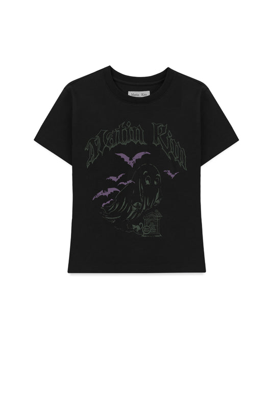 matinkim GHOST ARTWORK CROP TOP IN BLACK