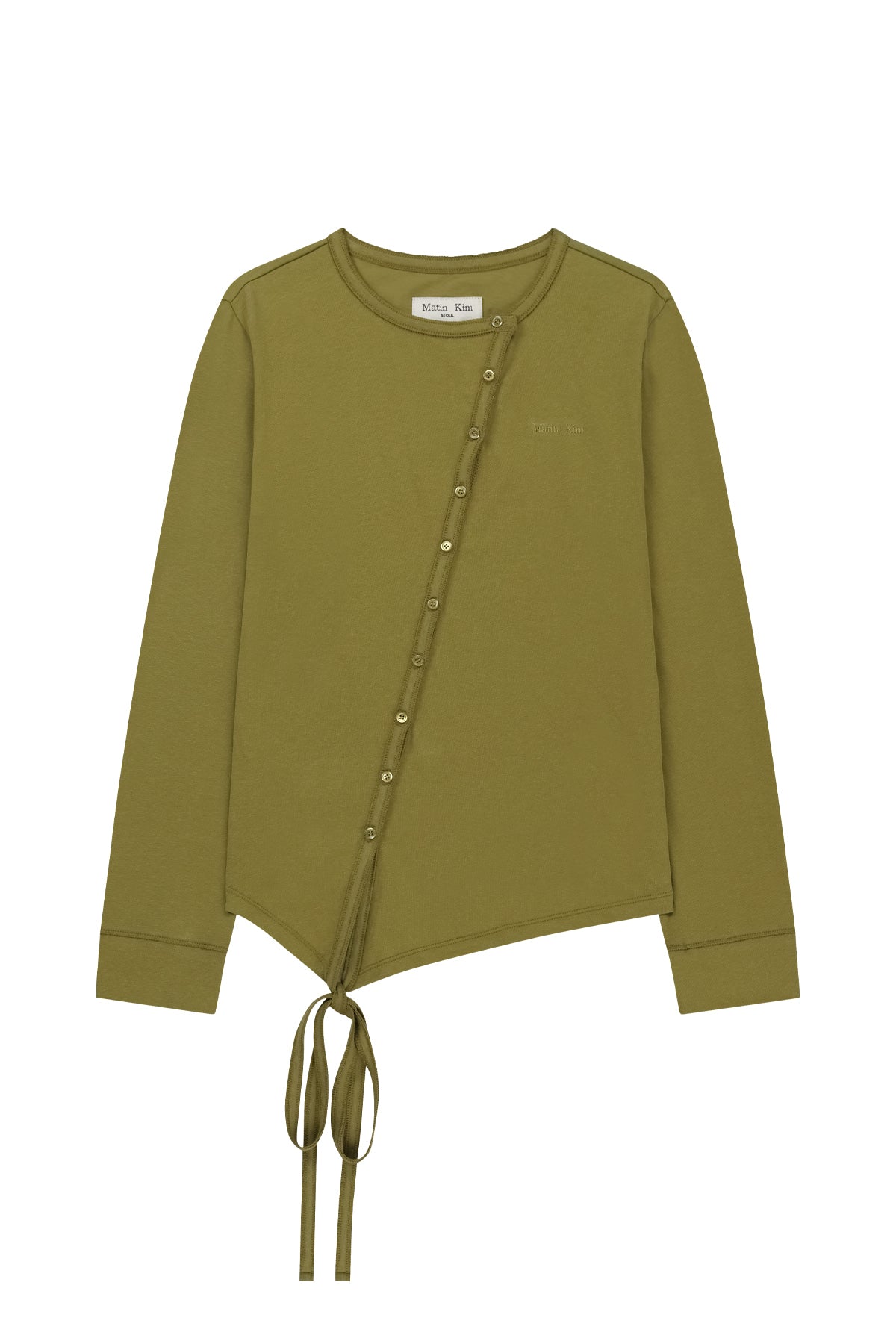 matinkim ASYMMETRIC BUTTON CLOSURE TOP IN OLIVE