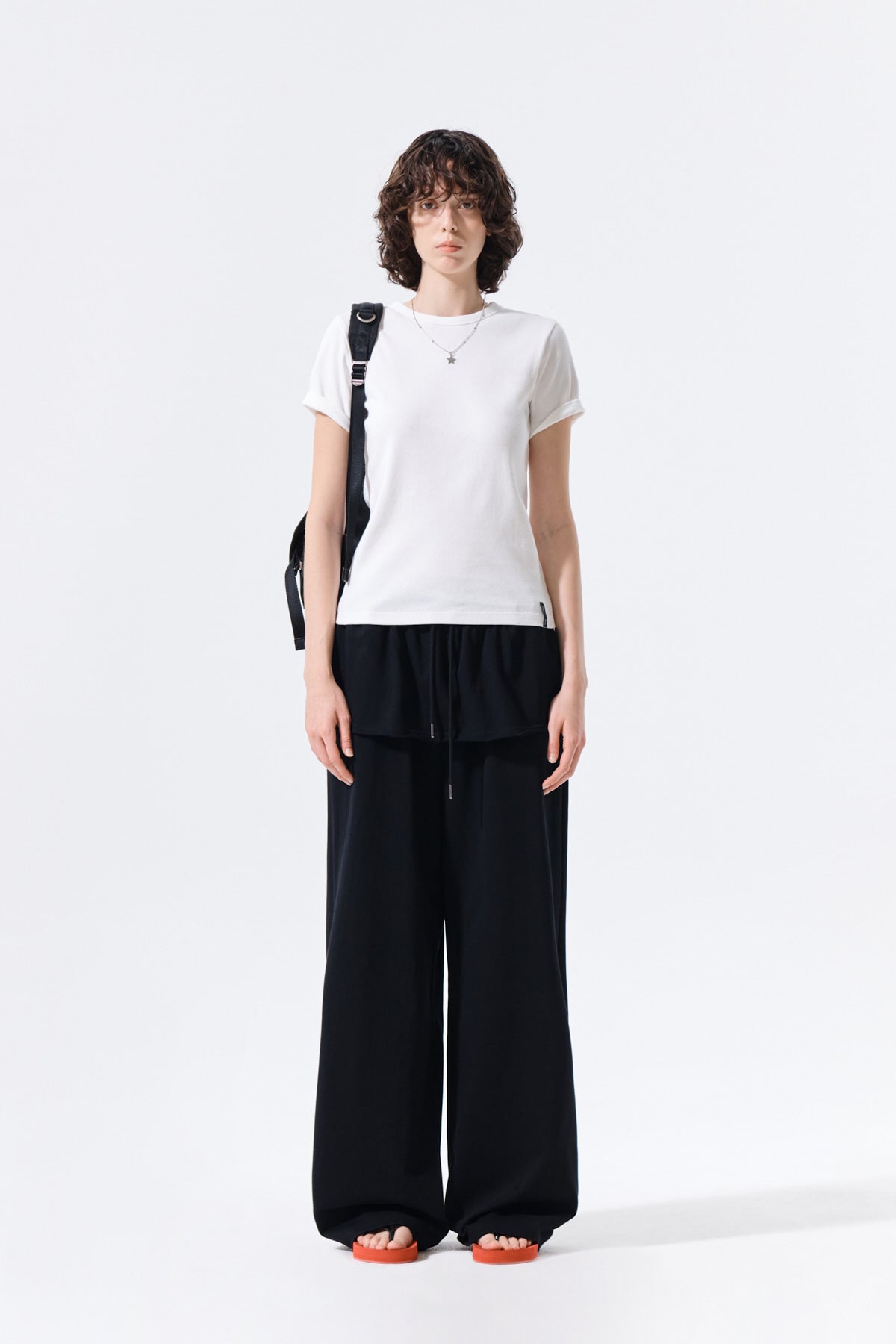 matinkim LAYERED SKIRT JERSEY PANTS IN BLACK