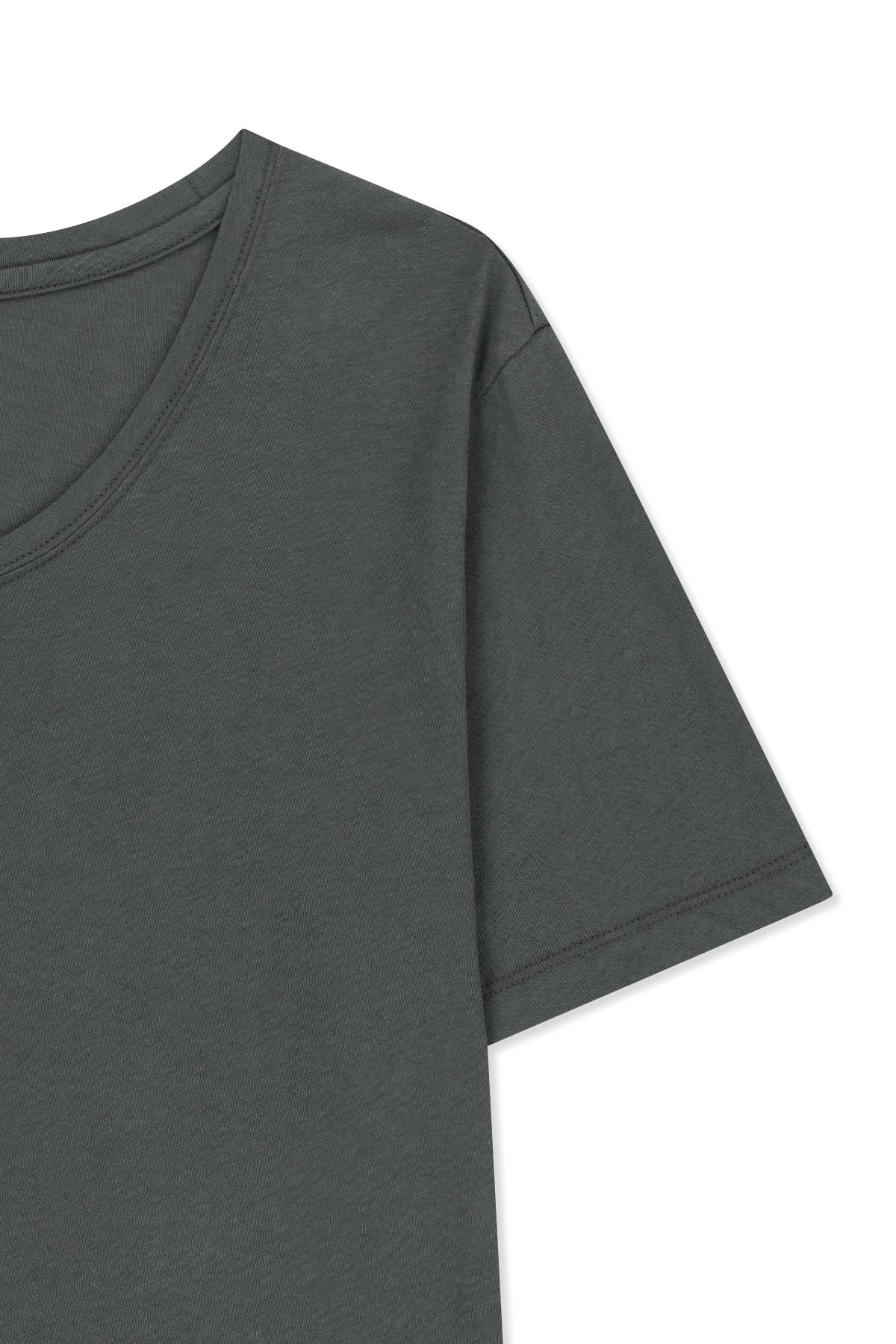 matinkim LABEL POINT U NECK TOP IN CHARCOAL