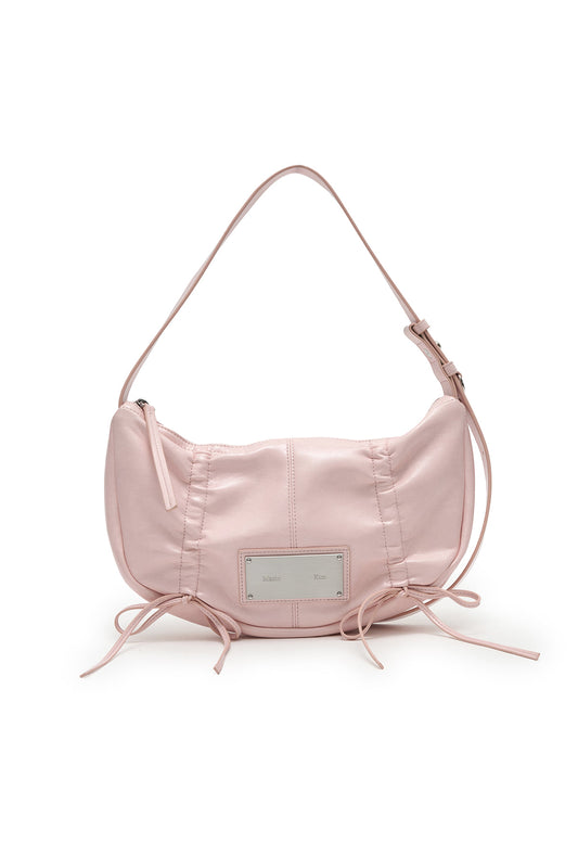 matinkim HALF SHIRRING RIBBON ROUND BAG IN LIGHT PINK