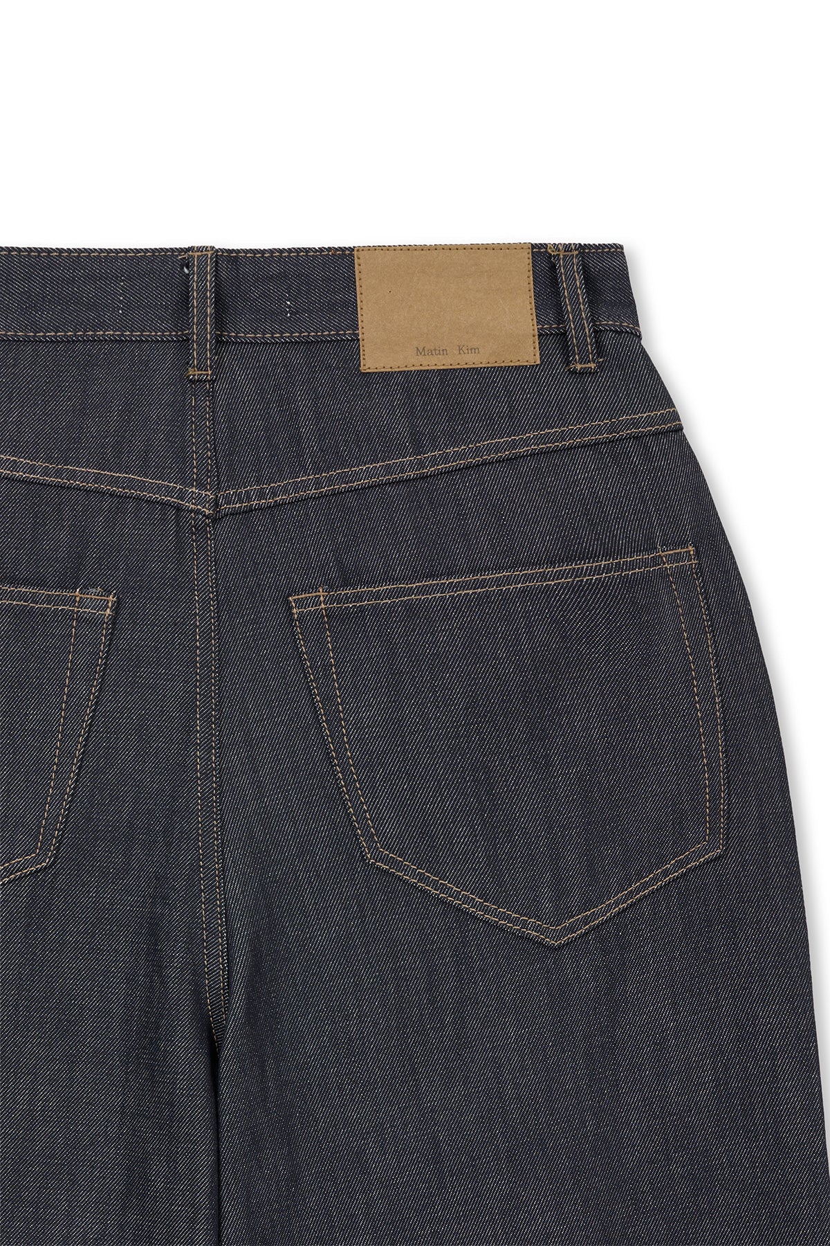 matinkim DART POINT DENIM PANTS IN DARK NAVY