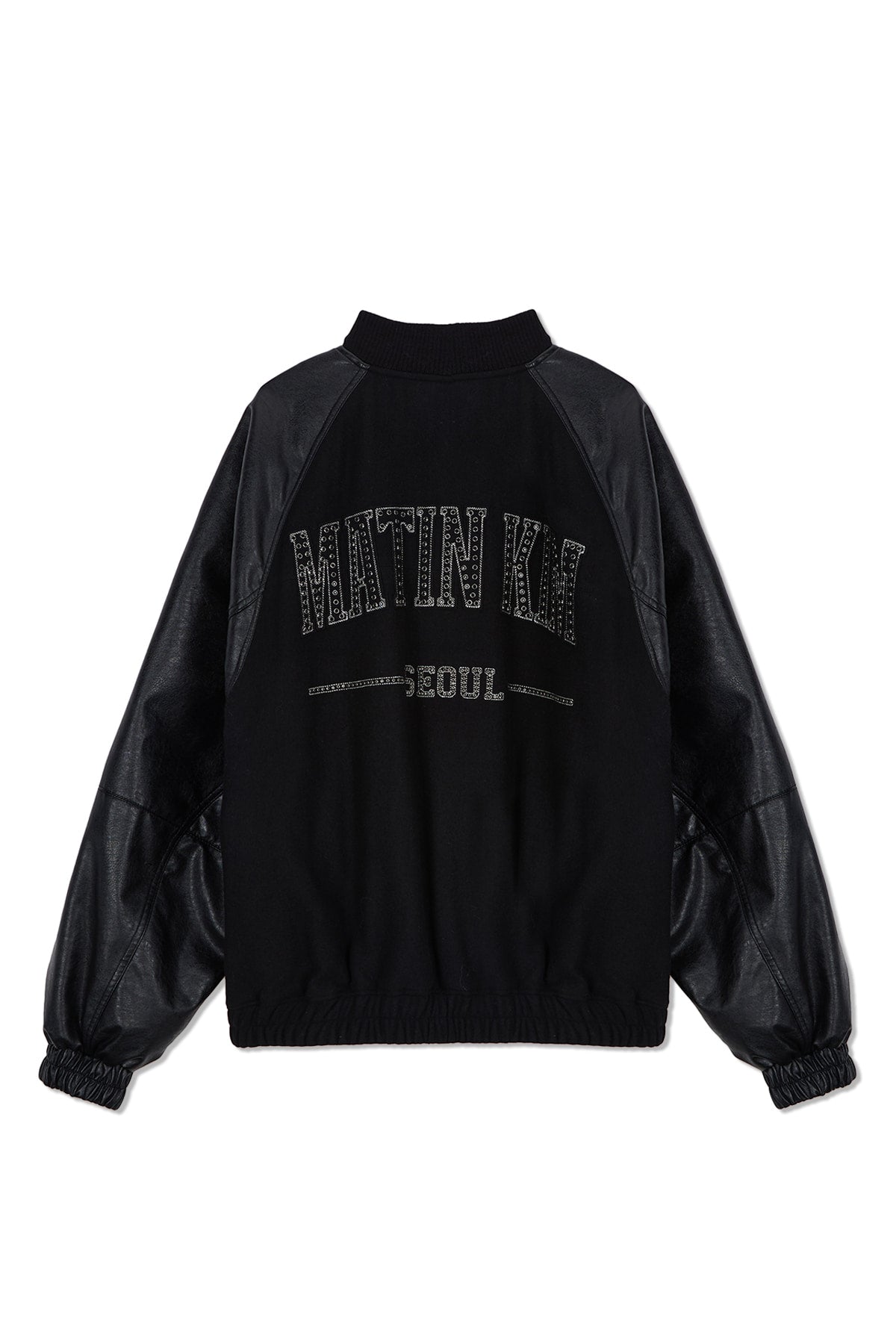 matinkim STUNNING POINT FAUX LEATHER JUMPER FOR MEN IN BLACK