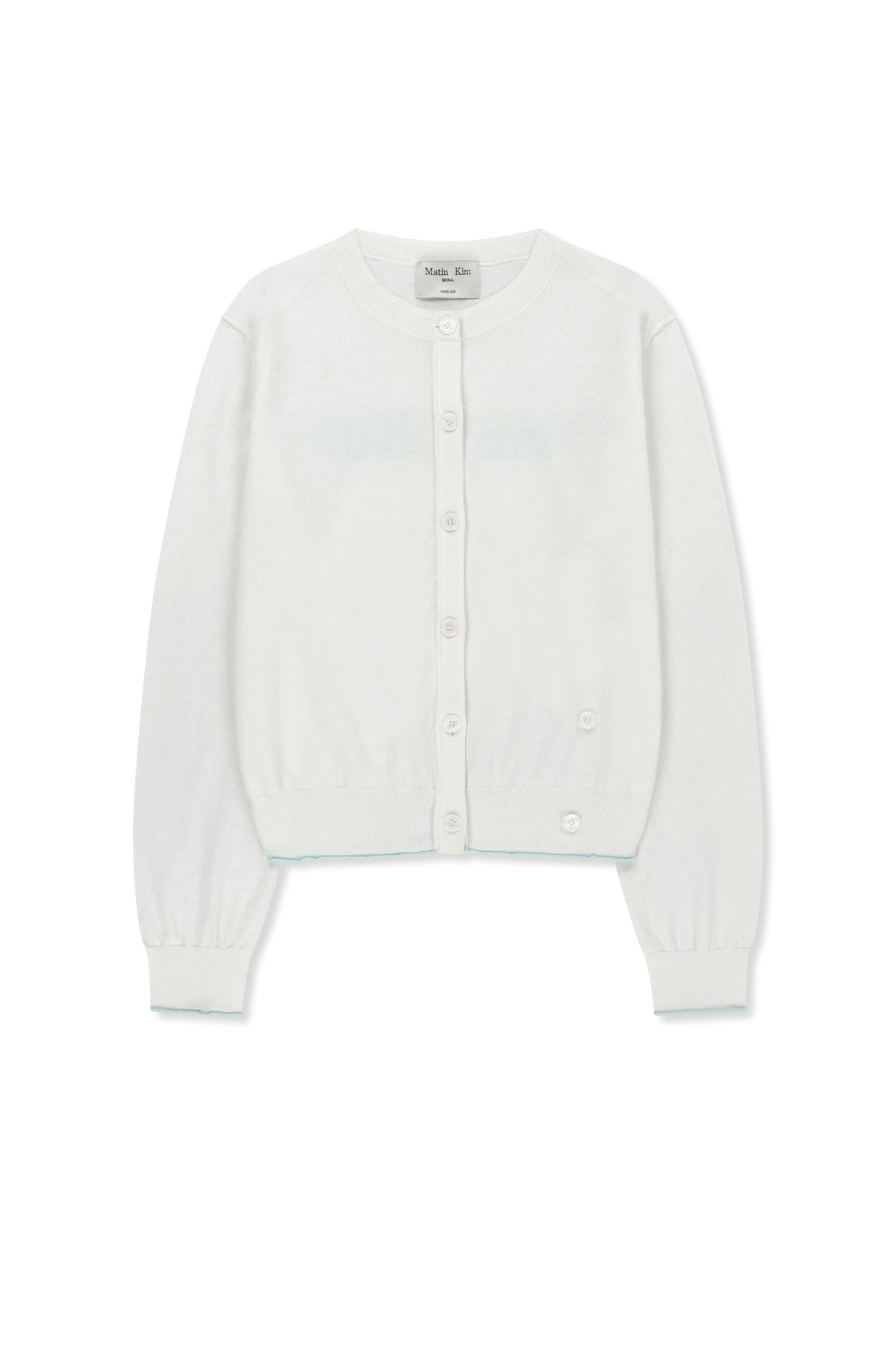 matinkim BACK LOGO SHEER CARDIGAN FOR WOMEN IN WHITE