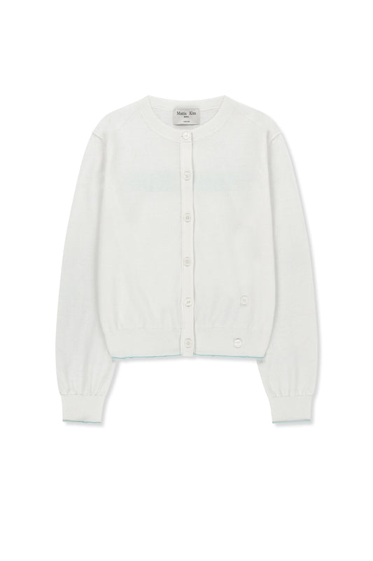 matinkim BACK LOGO SHEER CARDIGAN FOR WOMEN IN WHITE