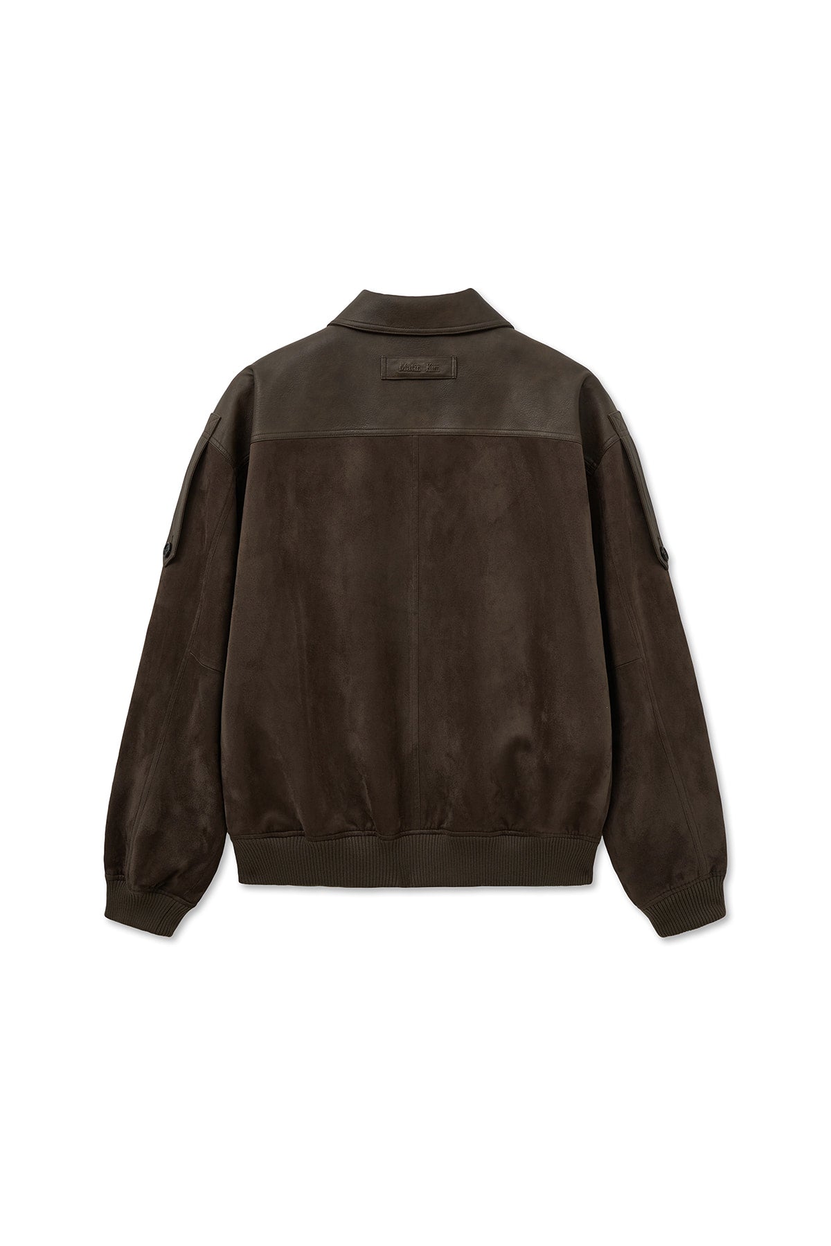 matinkim SUEDE MIX LEATHER ZIP UP JUMPER FOR MEN IN BROWN