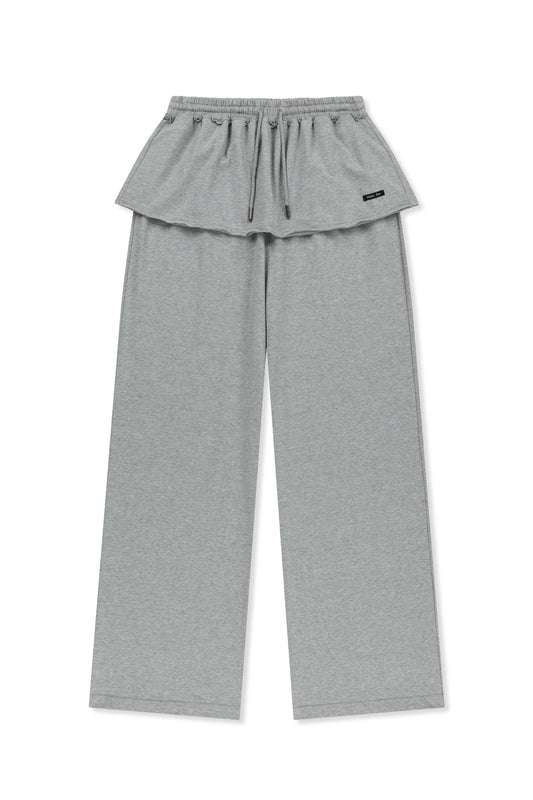 matinkim LAYERED SKIRT JERSEY PANTS IN GREY
