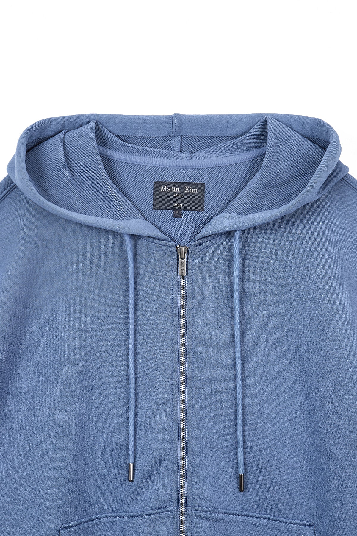 matinkim BACK LOGO GLITTER HOODY ZIP UP FOR MEN IN BLUE