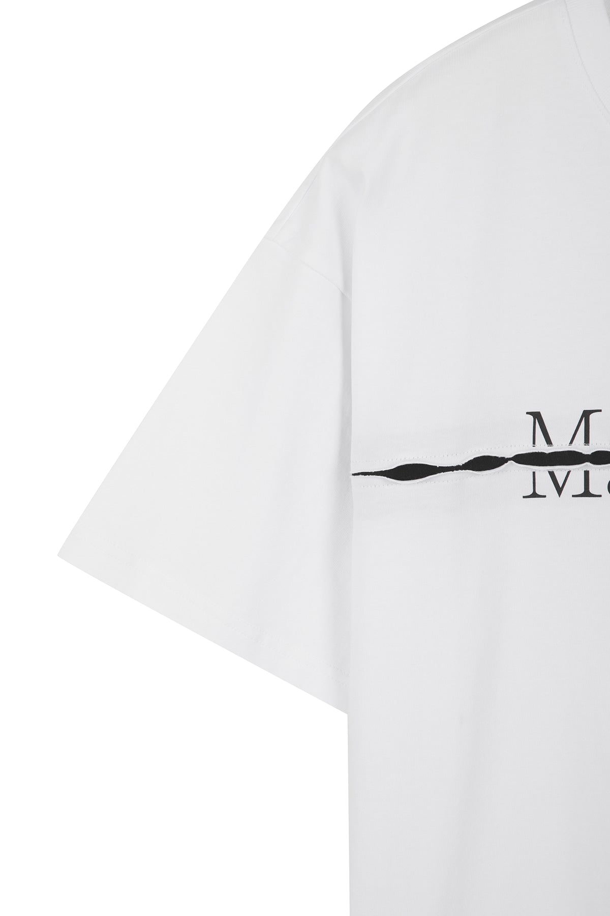 matinkim MATIN KIM LOGO CUTTED LAYERED TOP IN WHITE