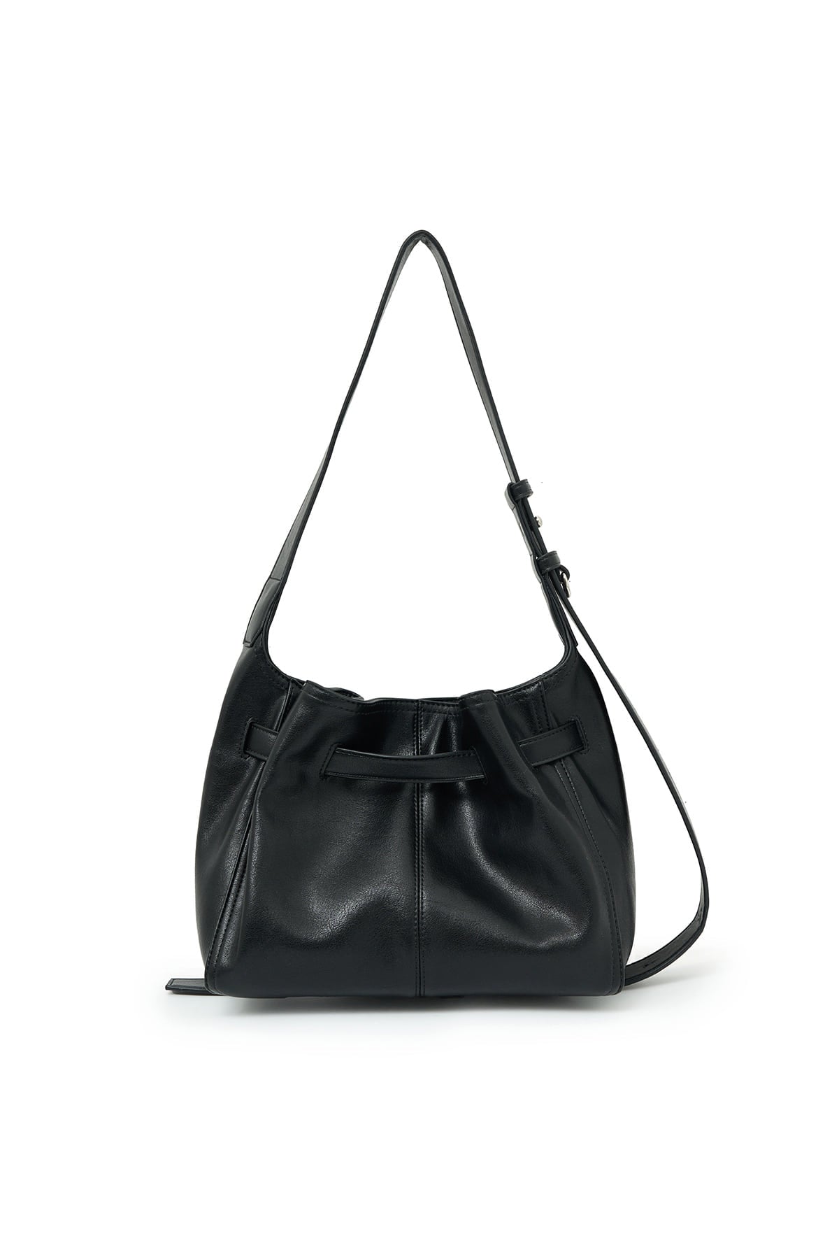 matinkim BELTED VOLUNN SMALL BUCKET BAG IN BLACK
