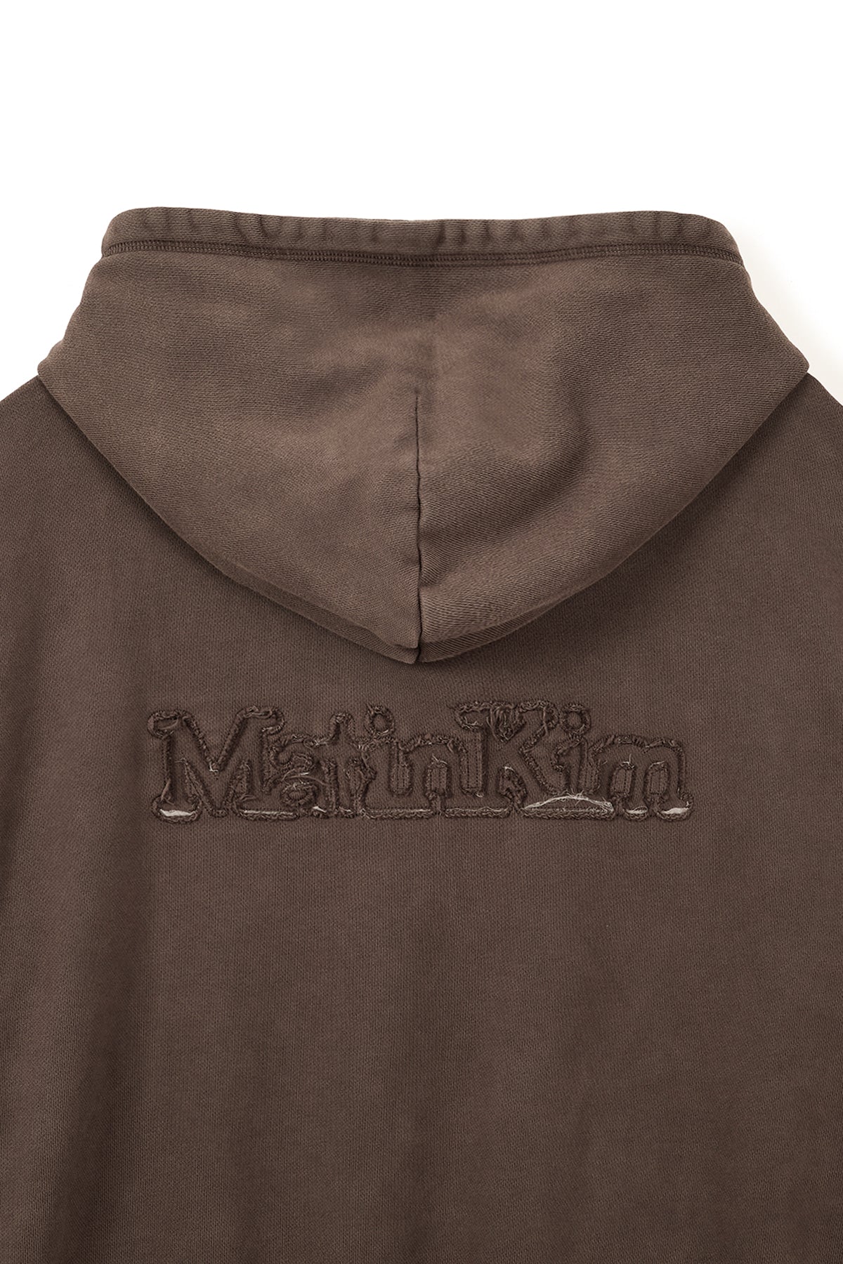 matinkim BACK LOGO WASHED HOODY ZIP UP FOR MEN IN COCOA