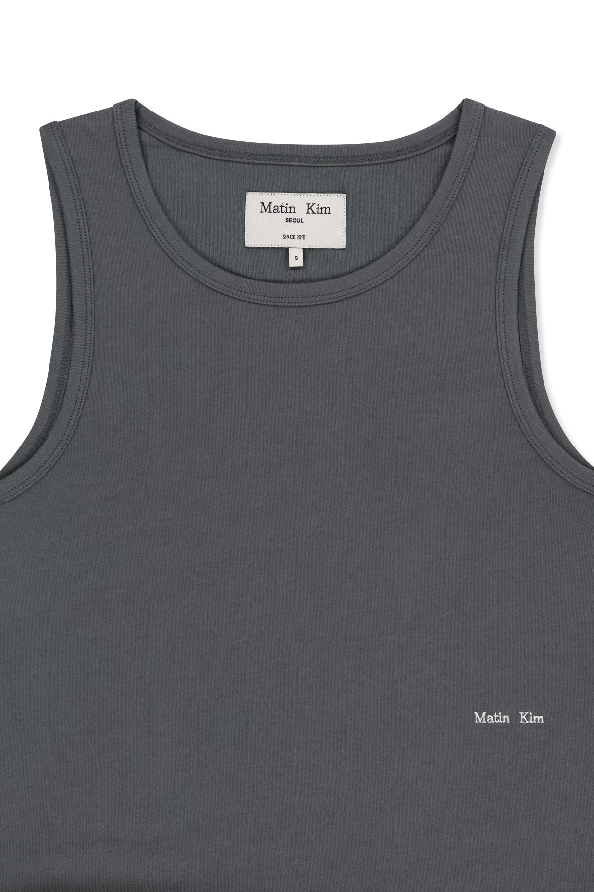matinkim HEM TIE DETAIL SLEEVELESS TOP IN CHARCOAL