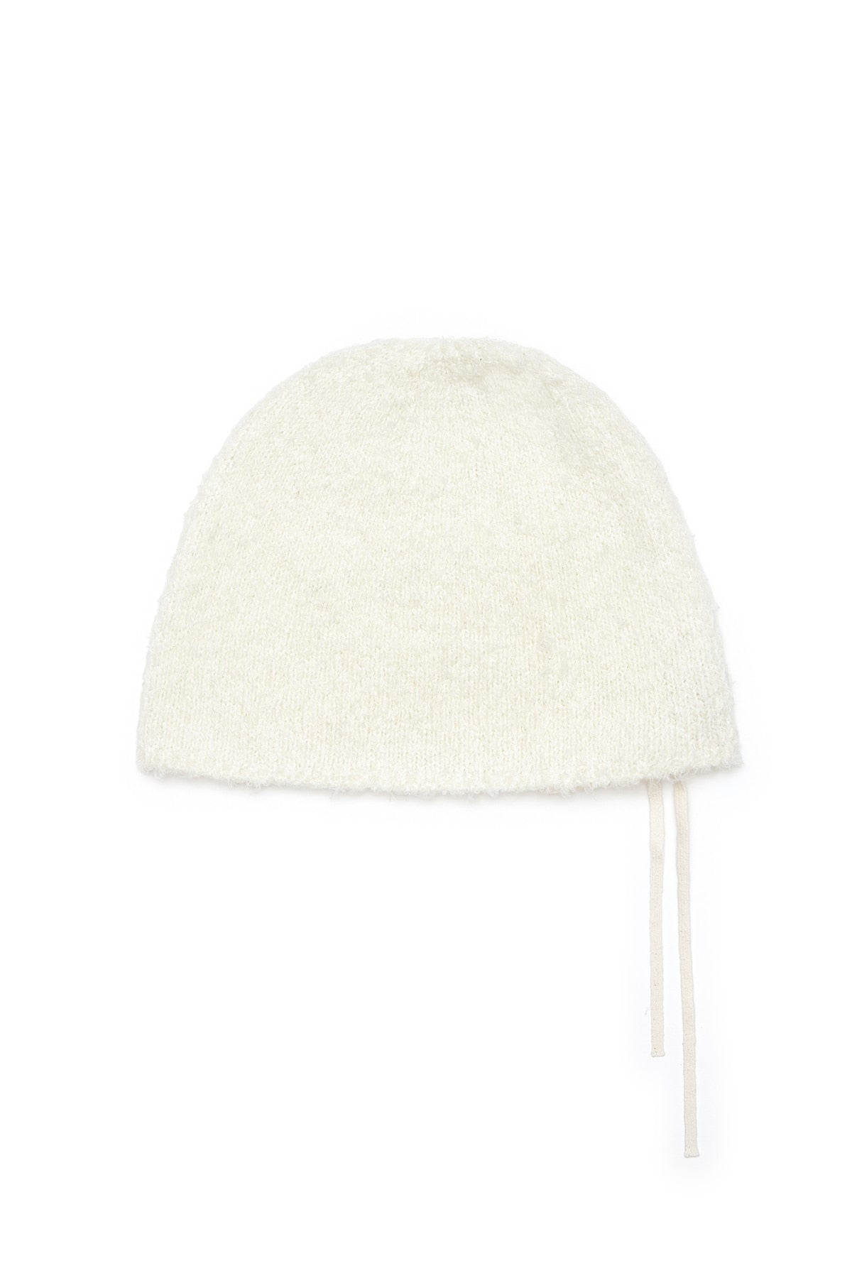 matinkim RIBBON TIE KNIT BEANIE IN IVORY