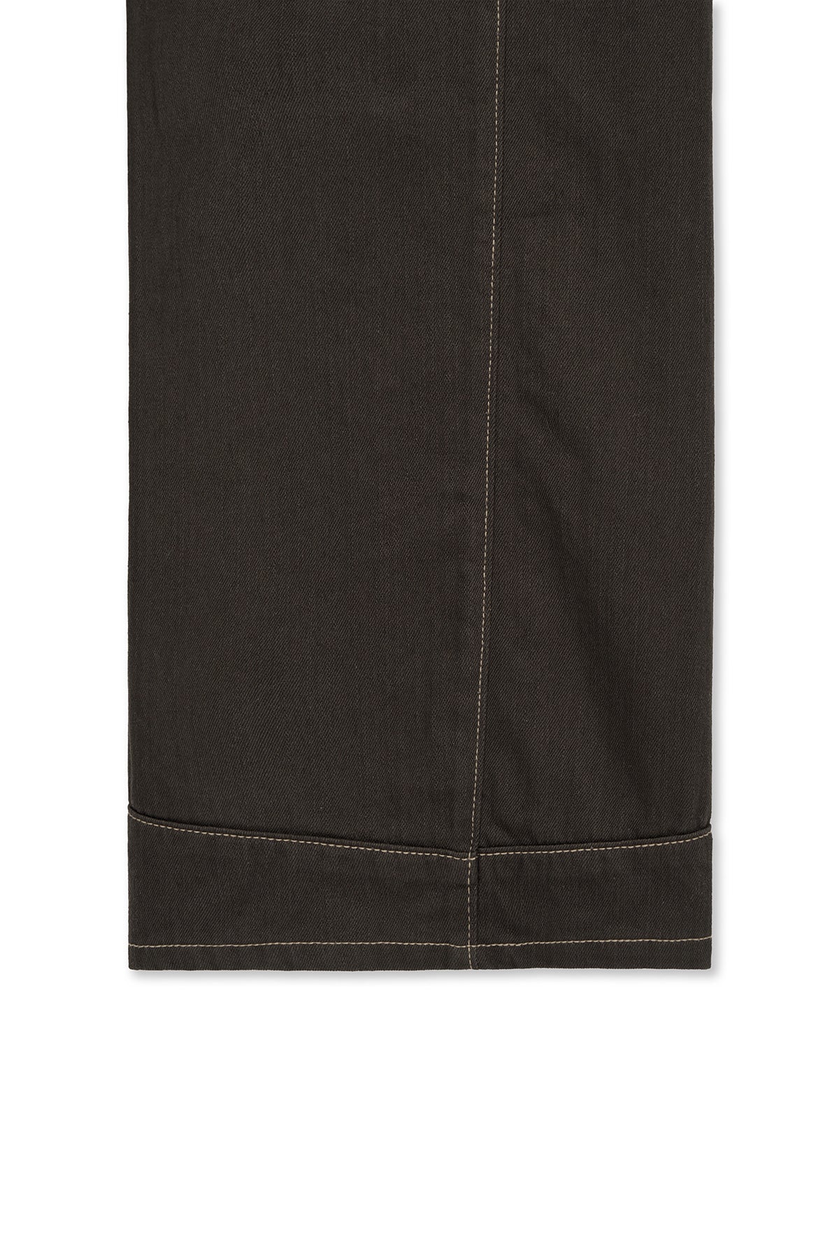 matinkim WAIST BUCKLE STITCH POINT TWILL DENIM PANTS IN BROWN